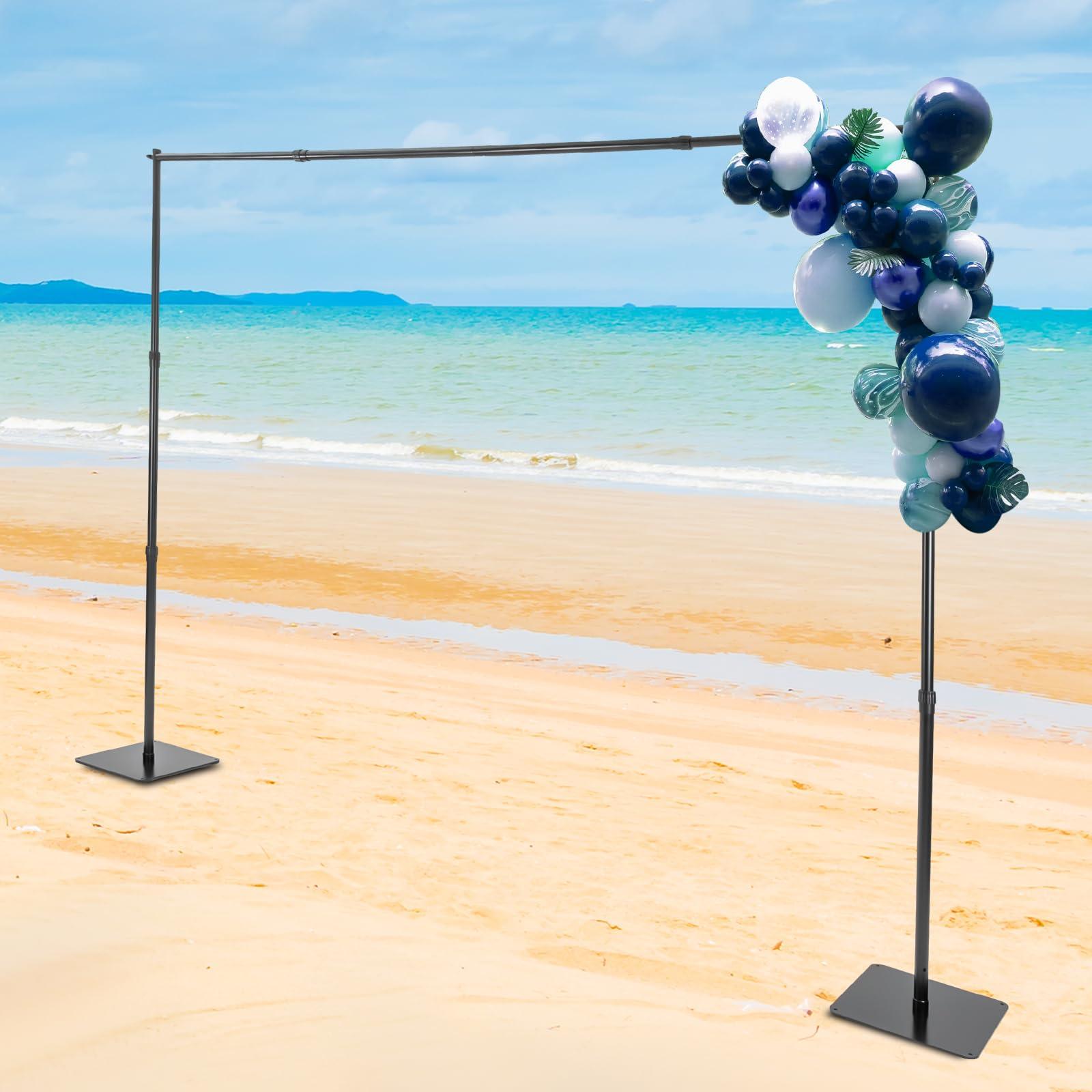 YIYIBYUS YIYIBYUS Backdrop Stand,8x10 ft Adjustable Pipe and Drape Backdrop Stand Kit, Heavy Duty Backdrop Frame with Metal Base for Wedding Party Birthday Photoshoot Decoration Black