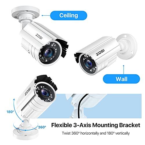 ZOSI ZOSI 2MP HD 1920TVL Outdoor Indoor Security Camera 1080p (Hybrid 4-in-1 HD-CVI/TVI/AHD/960H Analog CVBS), 24PCS LEDs, 80ft IR Night Vision, Weatherproof Surveillance CCTV Bullet Camera