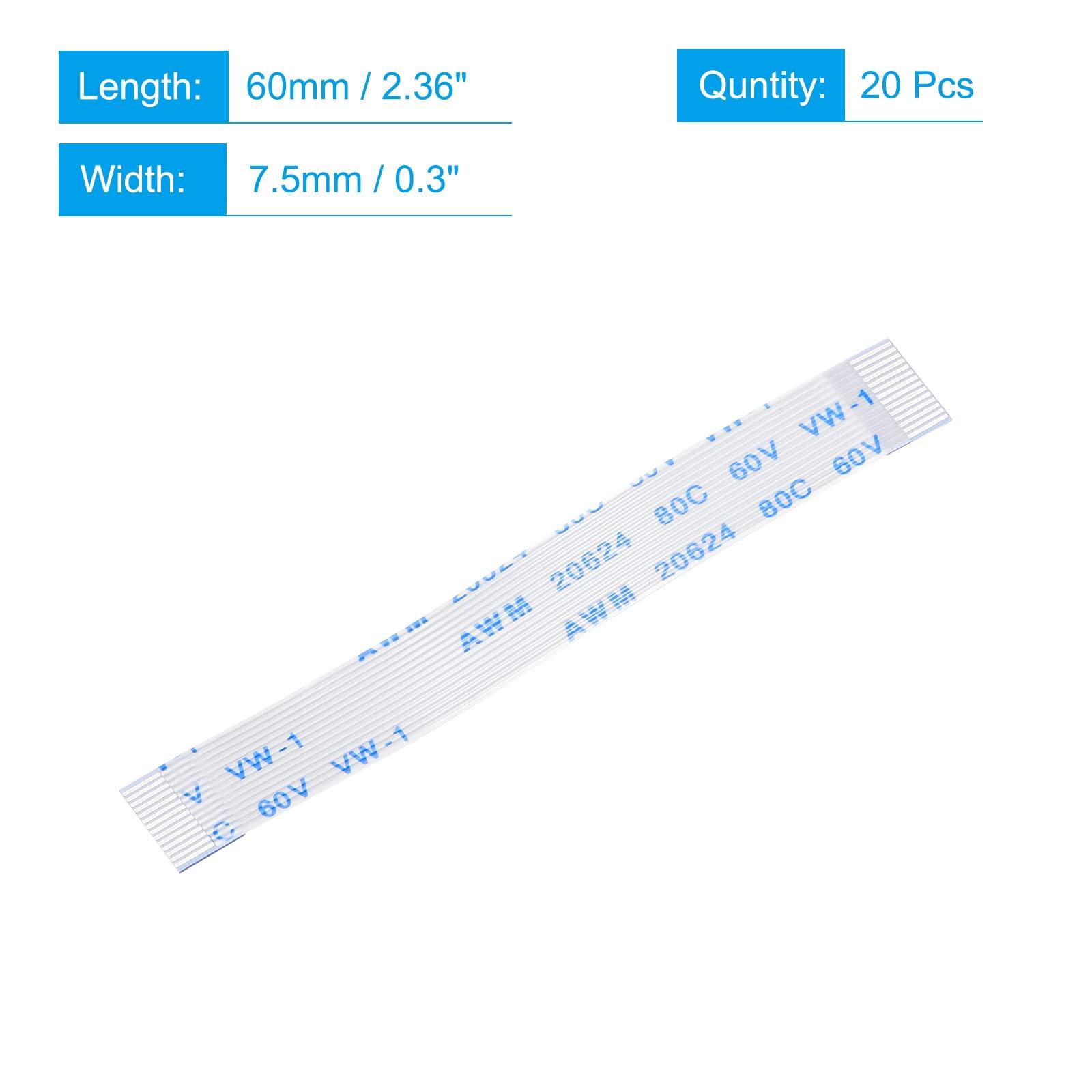 MECCANIXITY MECCANIXITY FFC FPC Flat Flexible Cable, 14 Pin 0.5mm Pitch 60mm Long (A Type) for LCD 3D Printer Camera DVD TV Laptop Audio Pack of 20