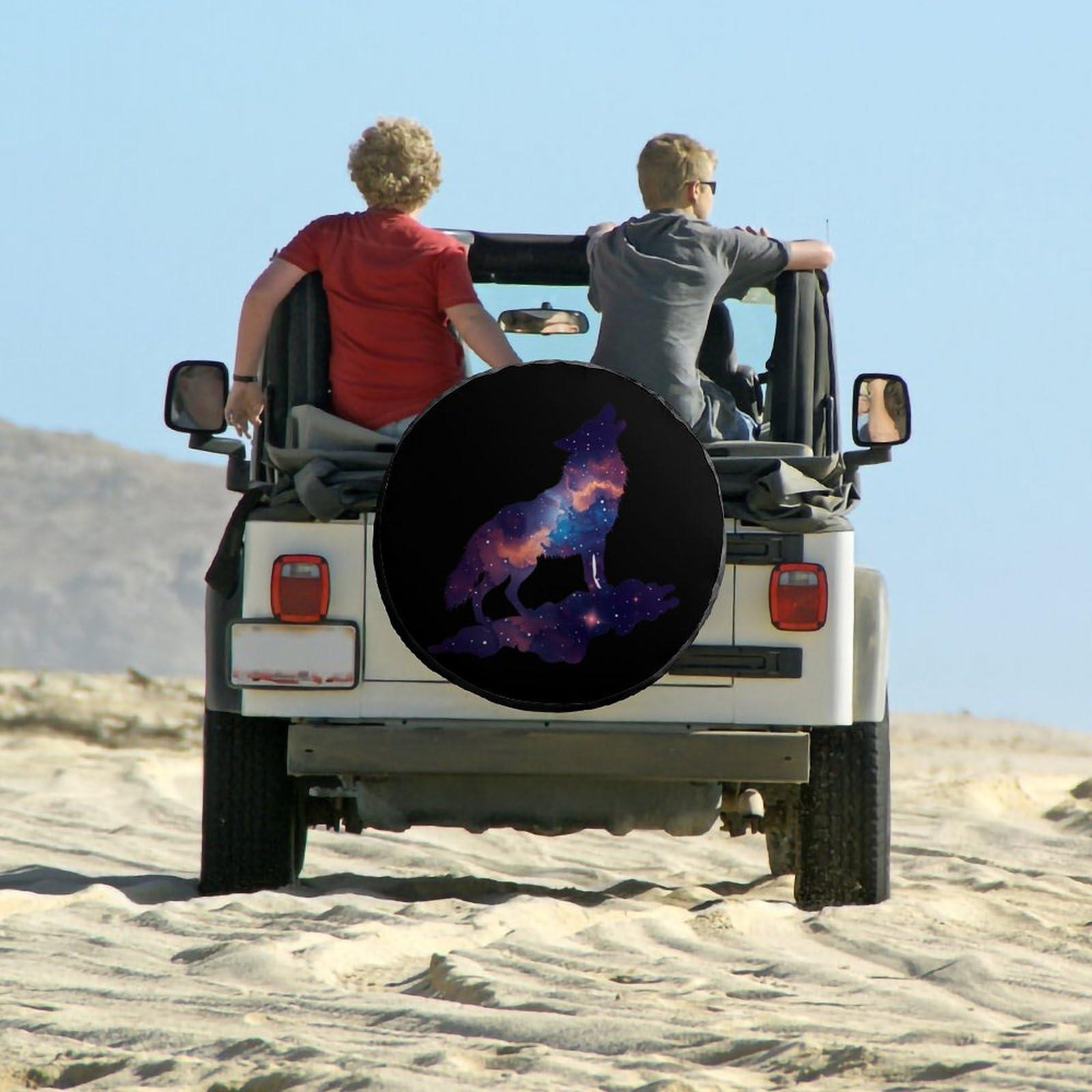 DirectNine Basics Wolf Galaxy Spare Tire Cover Waterproof Wheel Cover Durable Protectors Fits for Most Vehicle 34inch