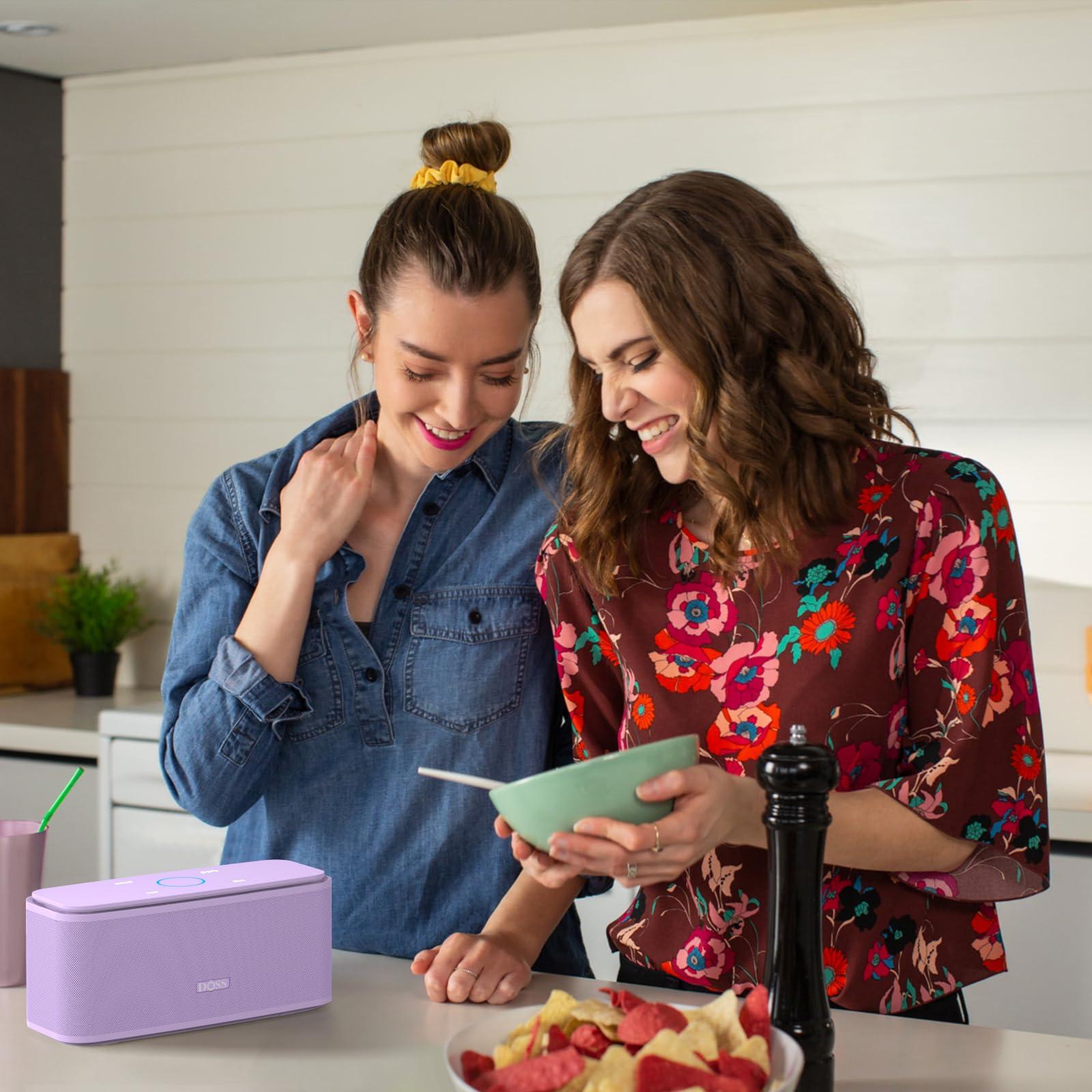 DOSS DOSS SoundBox Touch Wireless Bluetooth Speaker with 12W HD Sound and Bass, IPX5 Water-Resistant, 20H Playtime, Handsfree, Portable for Office, Home, Outdoor, Travel-Purple