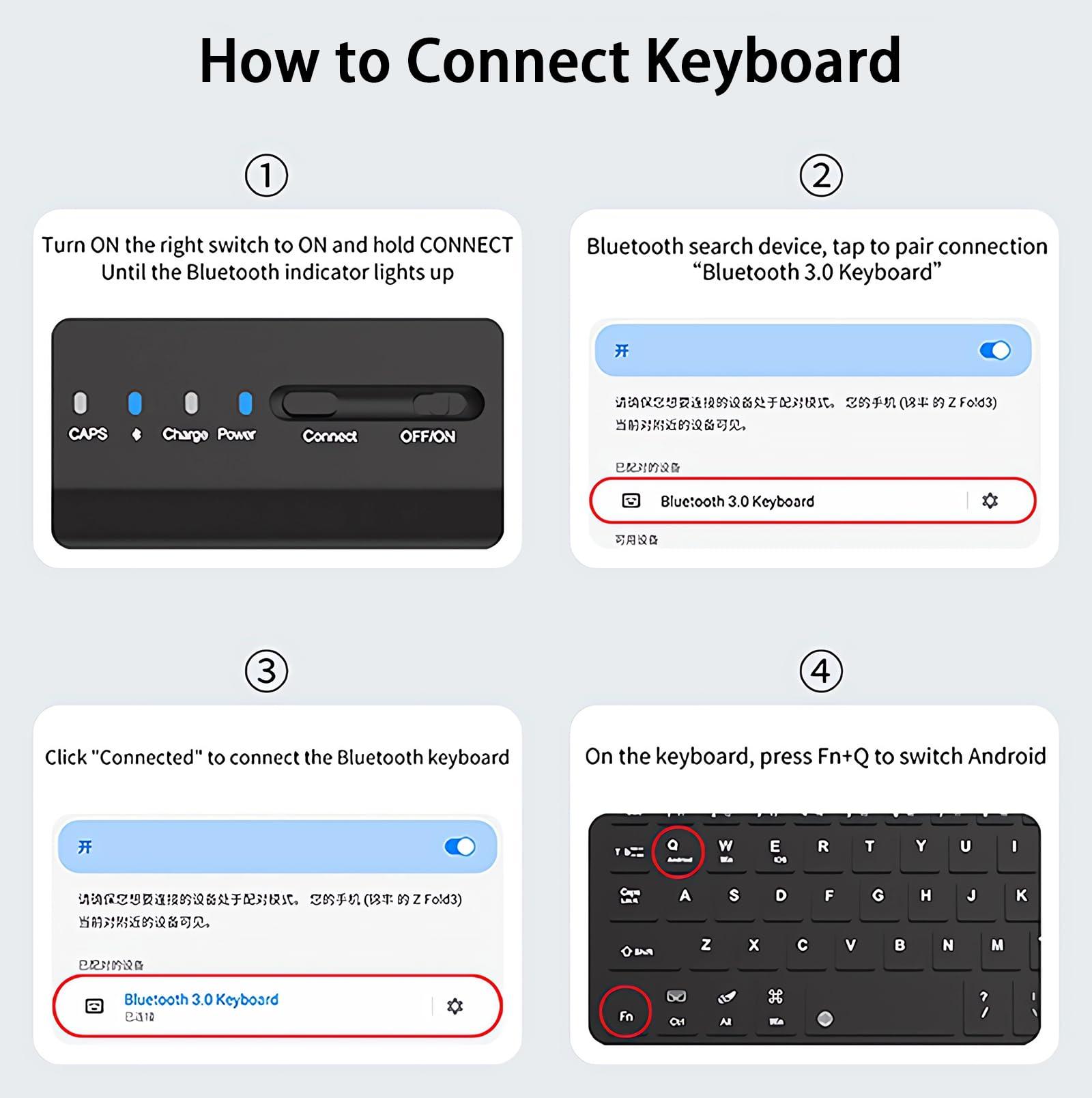 voppton voppton for Samsung Galaxy Z Fold 7 6 5 Keyboard and Mouse, Portable Mini 7.9 inch Bluetooth Keyboard with Leather Case and Capacitive Pen, 4 in 1 Set for Z Fold7 6 Accessories,Green