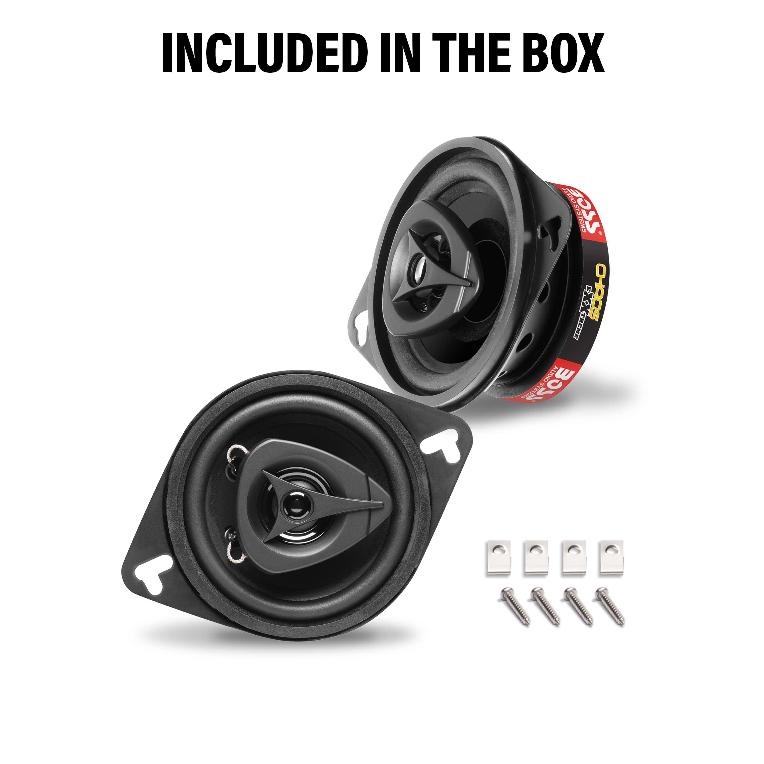 BOSS Audio Systems BOSS Audio Systems CH3220B Chaos Series 3.5 Inch Car Door Speakers - 140 Watts Max (per Pair), Coaxial, 2 Way, Full Range, 4 Ohms, Sold in Pairs, Bocinas para Carro