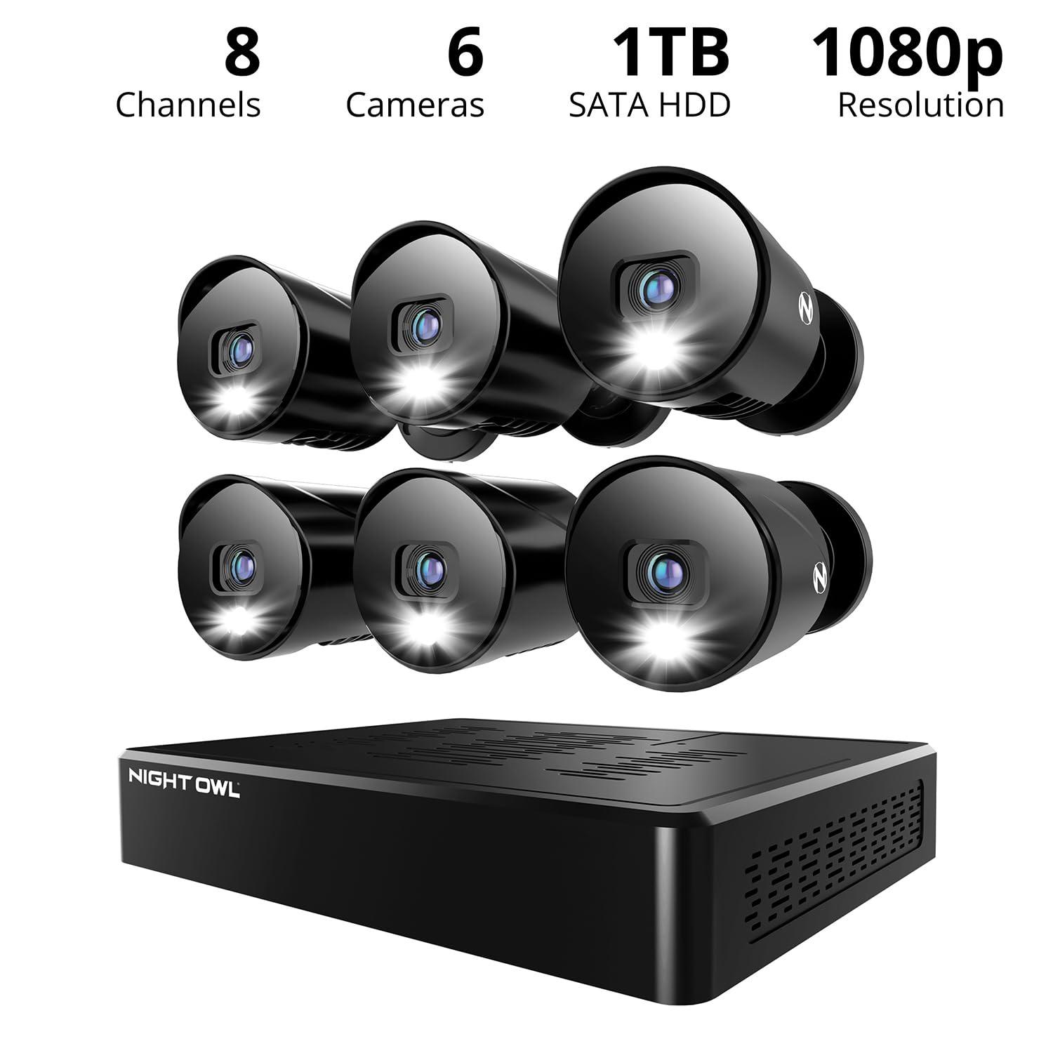 Night Owl Night Owl 12 Channel DVR Video Home Security Camera System with (6) Wired 1080p HD Indoor/Outdoor Deterrence Cameras and 1TB Hard Drive (Add up to 4 Wi-Fi Cameras)