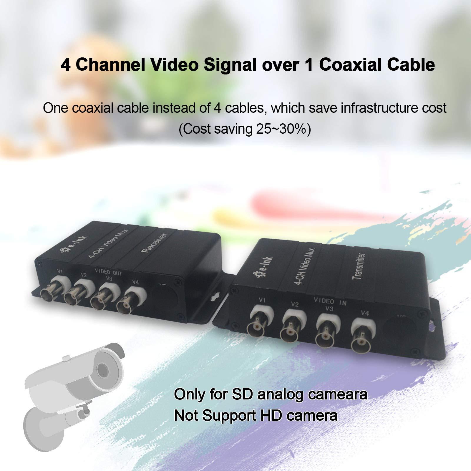 E-link E-link 4 Channel Video Multiplexer - 4Ch CCTV Video Multiplexer Over 1 Coaxial Cable for Standard Analog Cameras