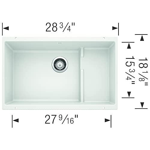 BLANCO BLANCO, White 519453 PRECIS CASCADE SILGRANIT Undermount Kitchen Sink with Colander