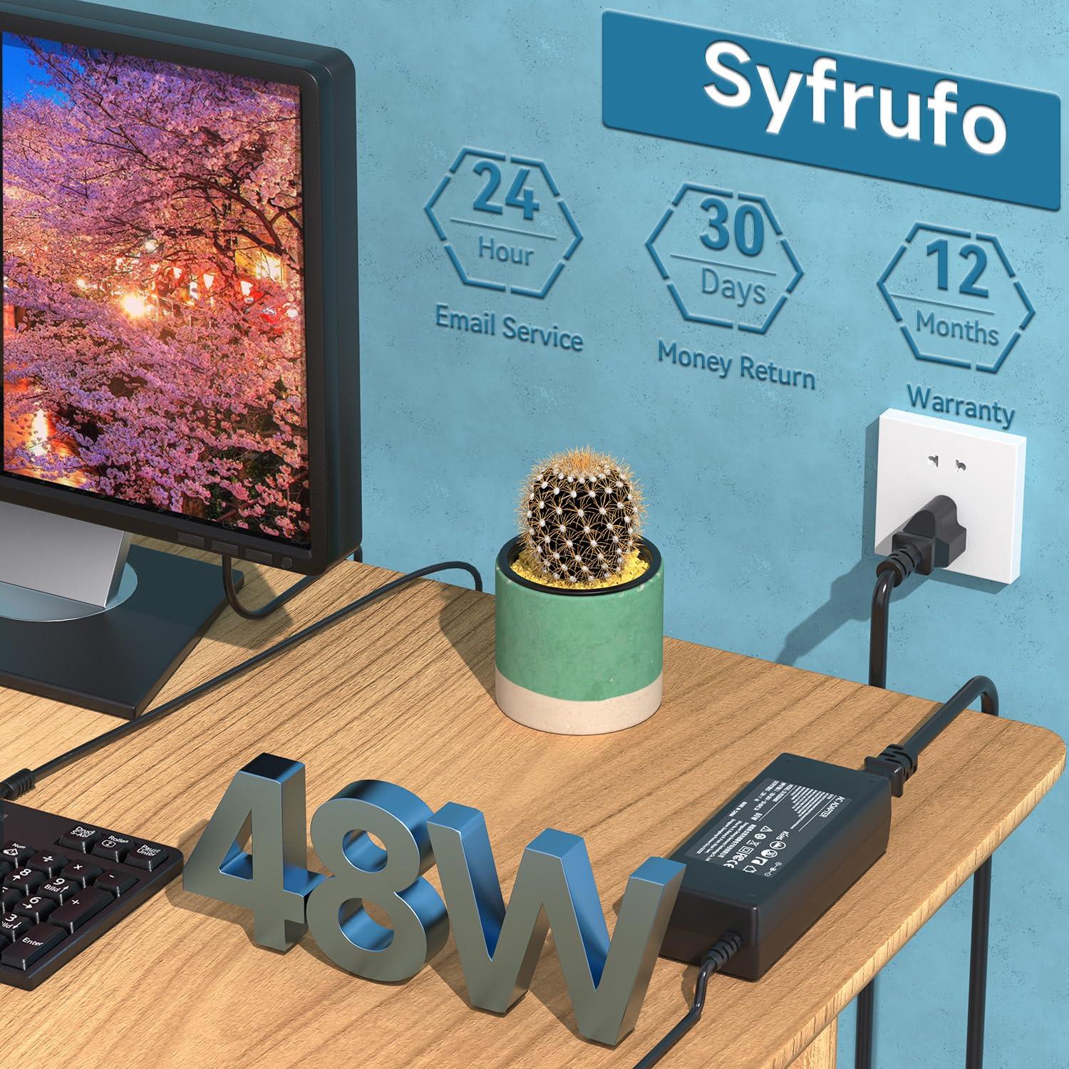 Syfrufo DC 19V Power Cord for Samsung TV 32\" UN32J4000AF, UN32J5205AF, UN32J4500AF, UN32J400, UN32J400DAF, UN32J5205, UN32J5003AF, UN32J5003AFXZA, UN32M5300AF, AFA4819, BN44-00835A Monitor AC Adapter