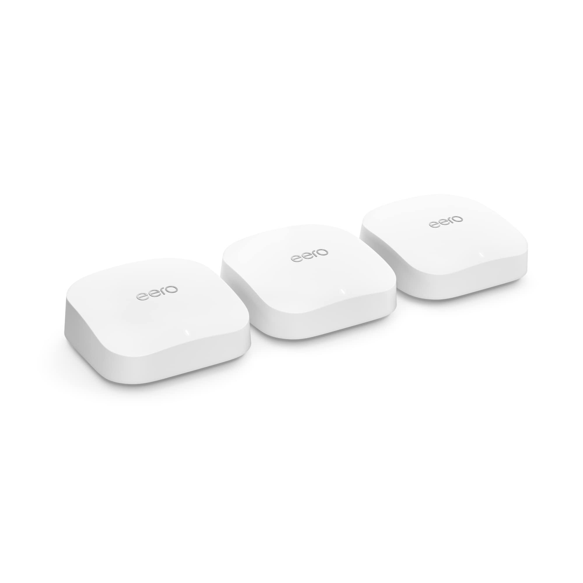 eero Amazon eero Pro 6E mesh wifi system (newest model) - Supports internet plans up to 2.5 Gbps, Coverage up to 6,000 sq. ft., Connect 100+ devices, 3-pack
