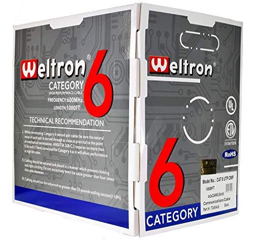 WELTRON Weltron 1000' Blue Cat6 550MHz Solid Utp CMR Copper, Blue (T2404L6-BL)