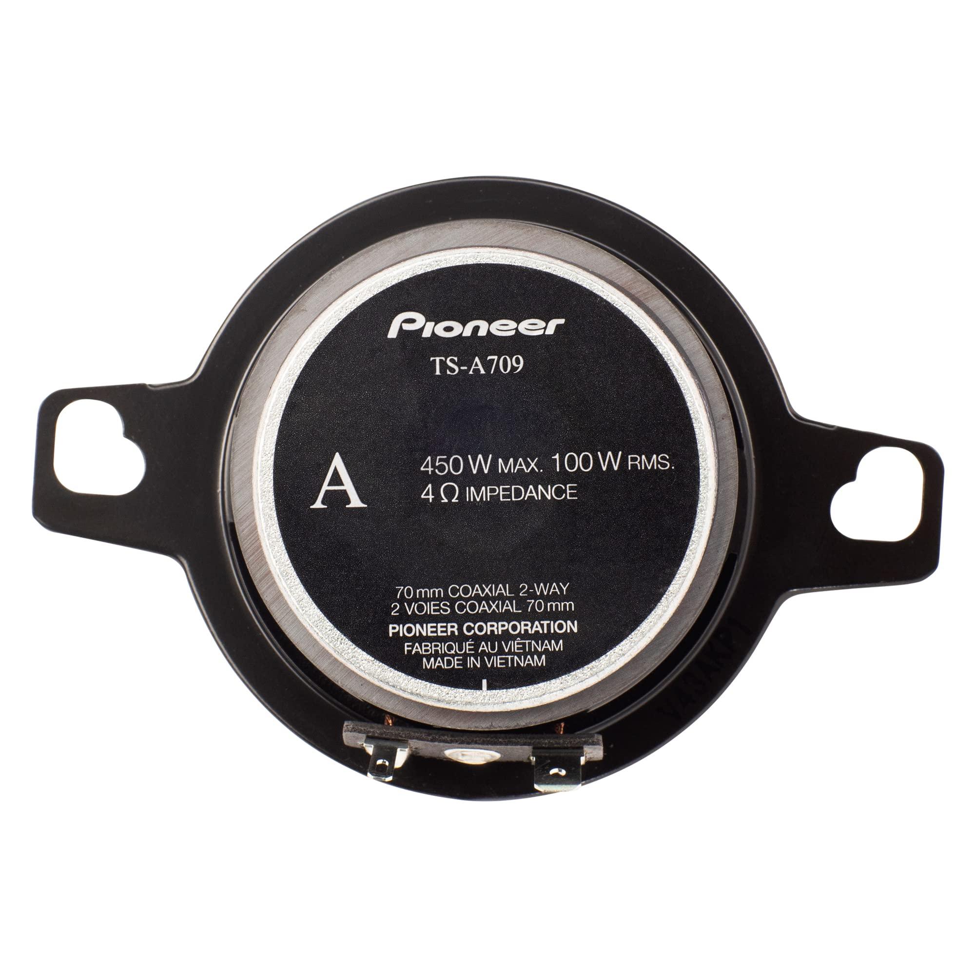 Pioneer Pioneer Car Electronics Pioneer TS-A709 A Series 2-3/4 2-Way, 450 W Max Power, 16mm Tweeter Coaxial Speaker (Pair), Black (Renewed)
