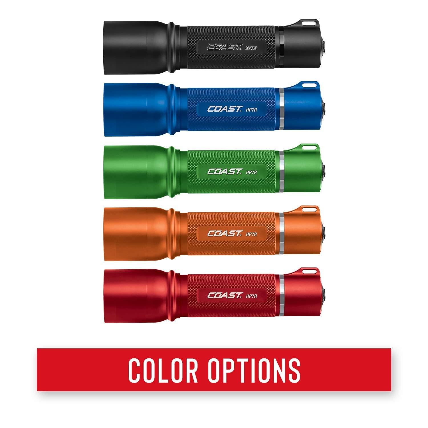 Coast Coast HP7R 300 Lumen Rechargeable LED Flashlight with Slide Focus, Black