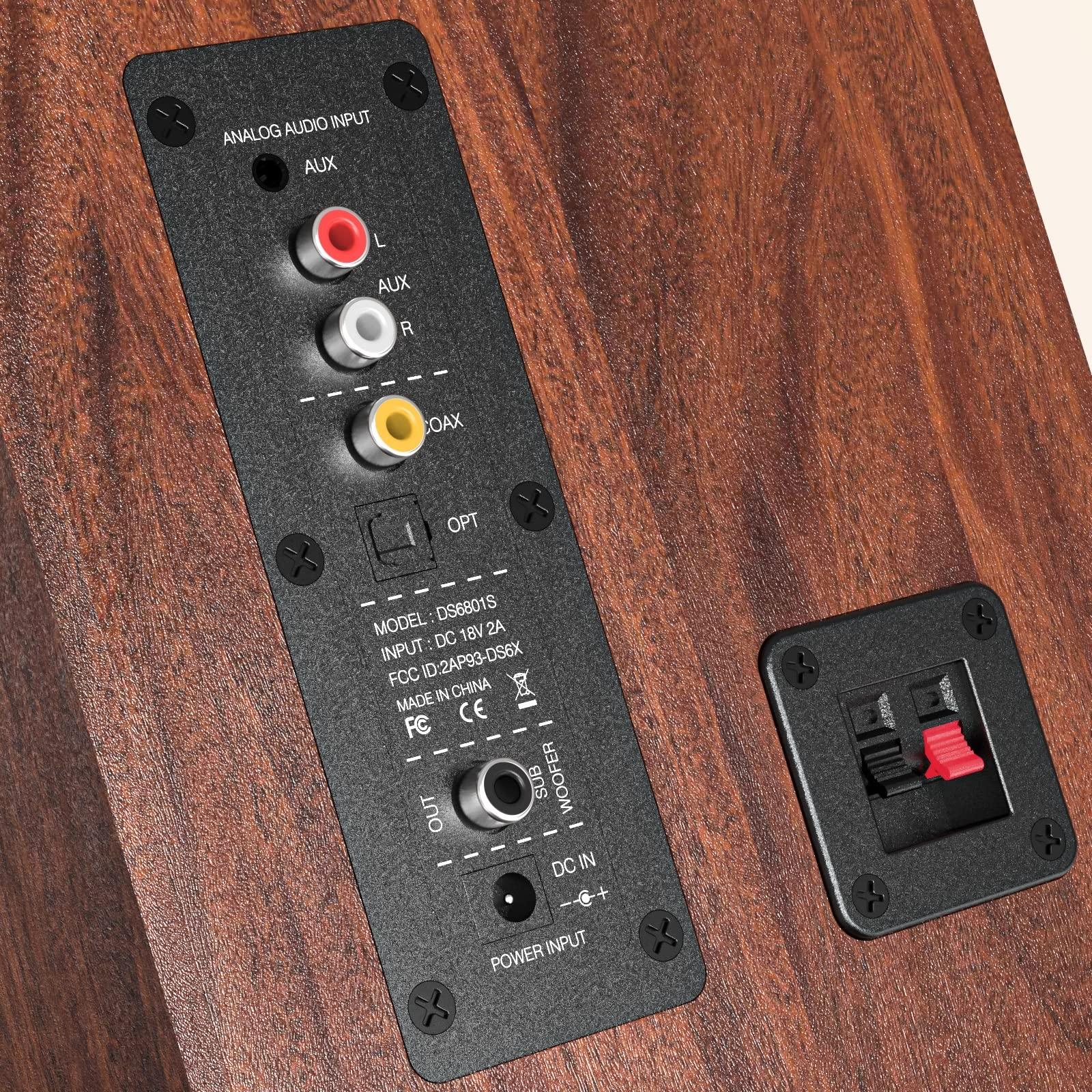 Saiyin Saiyin Bluetooth Bookshelf Speakers for Record Player, Powered Studio Monitor Speaker with 5.2 Inch Woofer, Horn Tweeter and Optical RCA Inputs, Subwoofer Line Out for Turnable.