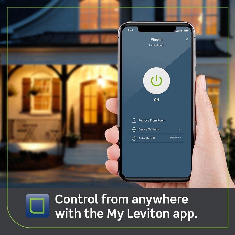 Leviton Leviton Decora Smart Plug, Wi-Fi 2nd Gen, Works with Matter, My Leviton, Alexa, Google Assistant, Apple Home/Siri & Wire-Free Anywhere Companions for Switched Outlet, D215P-1RW, White