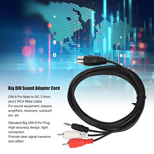 Septpenta DIN to 3.5mm 2 RCA Cable, DIN 8 Pin Plug, 5.9Ft Length Male to Male Big DIN Sound Adapter Cord, Flexible, Bendable for Audio Equipment, Players, Amplifiers, Receivers, Subwoofers