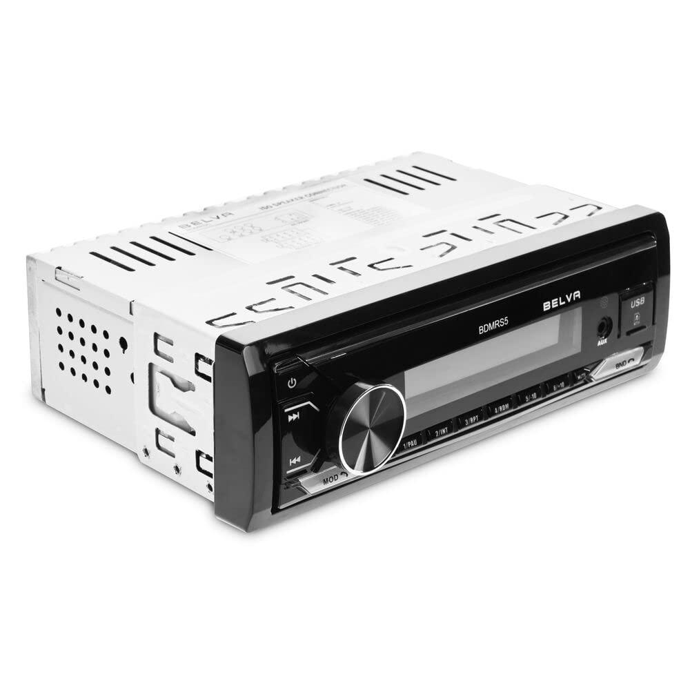 BELVA Belva BDMRS5 Single DIN Bluetooth in-Dash Car Stereo Receiver w/Front Panel SD, USB, AUX Inputs, 3 Sets of 5 Volt Preamp Outputs