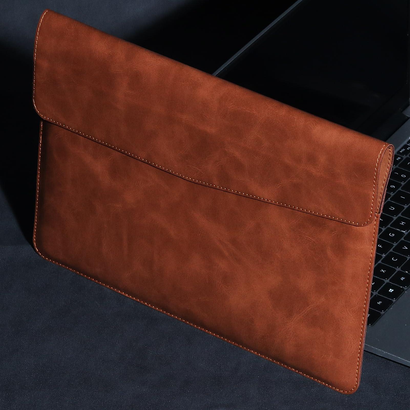 cpnvwa CPNVWA Leather Laptop Sleeve for 13 Inch MacBook Air M3 2024 M2 2022 M1 2020,Genuine Leather Laptop Case for MacBook Pro M2 2022 M1 2020-2016,Laptop Cover for 13-13.3 Inch Notebook,Brown