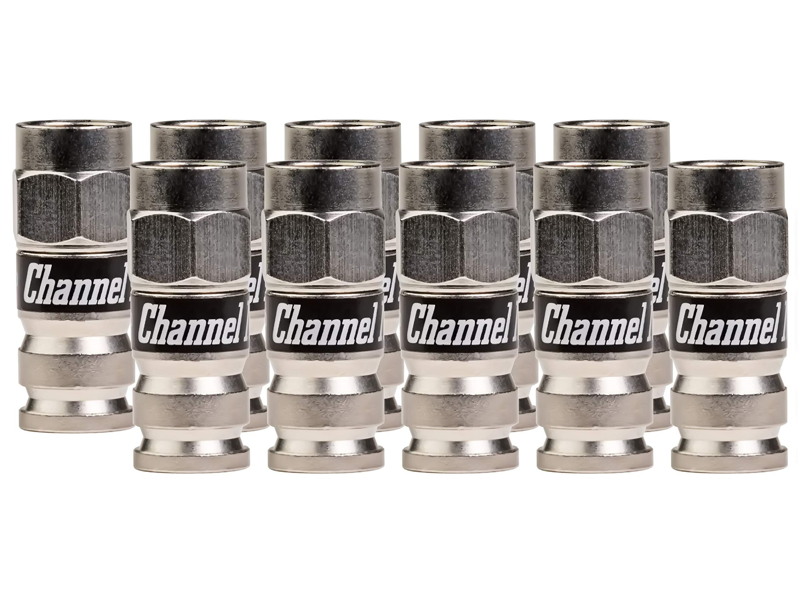 Channel Master Channel Master CM-7170 RG6 Coaxial F-Connectors Universal Compression Fitting Weather Sealed for Standard, Tri and Quad Shield Cables - 10 Pack