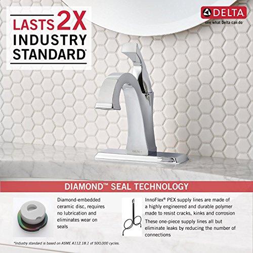 DELTA FAUCET Delta Faucet Dryden Single Hole Bathroom Faucet, Single Handle Bathroom Faucet, Diamond Seal Technology, Metal Drain Assembly, Polished Nickel 551-PN-DST