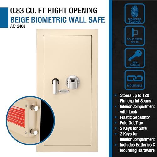 BARSKA Barska Biometric Fingerprint Digital Security Hidden In Wall Safe Between Standard Wall Studs 0.83 Cu Ft - Right Opening