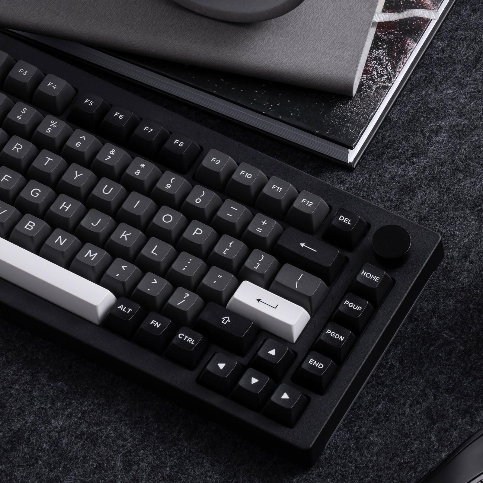 Akko Akko 5075B Plus Mechanical Keyboard 75% Percent RGB Hot-swappable Keyboard with Knob, Black & Silver Theme with PBT Double Shot ASA Profile Keycaps V3 Creamy Yellow Pro Switch