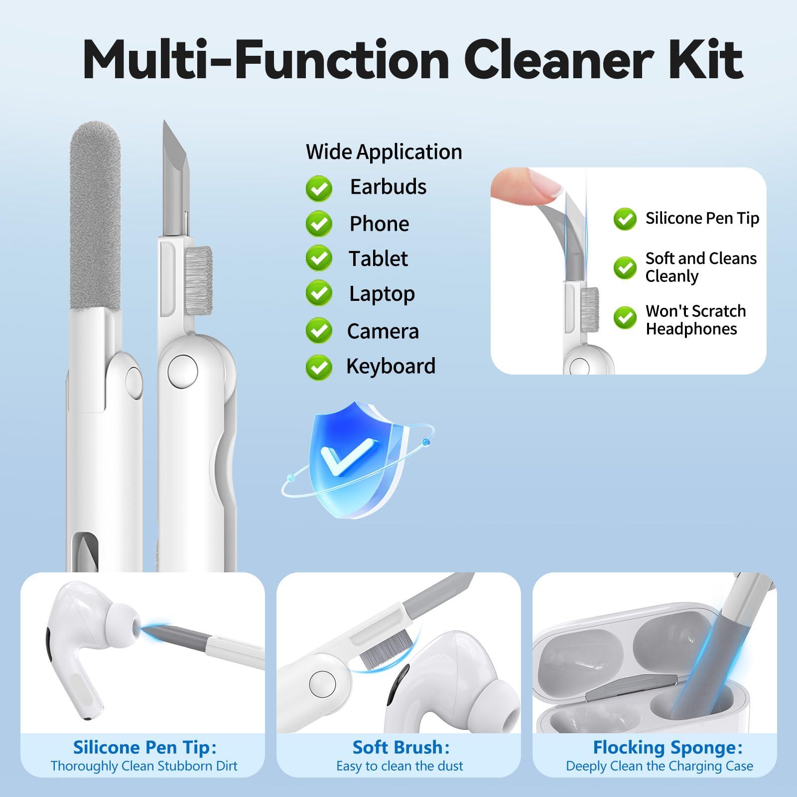 Ekoonpft for AirPods Pro 2 Case, Ekoonpft Silicone AirPod Pro Cases with 3-in-1 Cleaning Kit & Keychain, Flower Engraved Cover for Apple AirPods Pro 2nd/1st Generation, Shockproof & Anti-Scratch