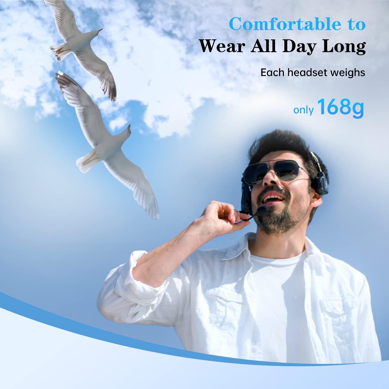 HollyView Hollyland Solidcom C1 2 Users 1100ft Full-Duplex Wireless Headset Intercom System for Team Communication Group Talk Single-Ear Headset with 1 Master & 1 Remote Headsets (C1-2S)