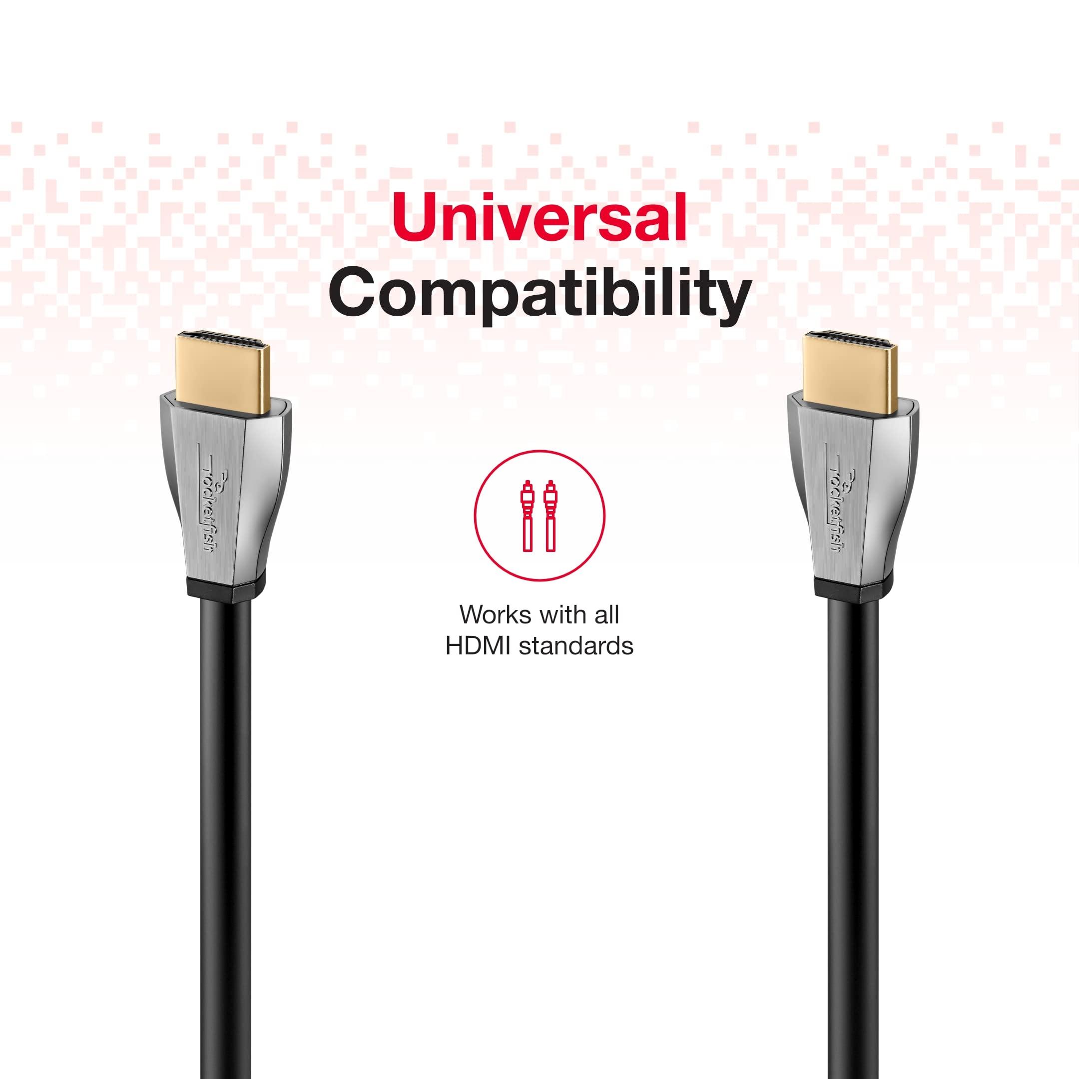 Rocketfish Rocketfish 4K UltraHD/HDR in-Wall Rated HDMI Cable - HDMI Cable Supports 4k Ultra HD & Dolby Atmos - Premium Cable for HDR & Quality Audio - Premium & Durable Black HDMI Cable - 50\'