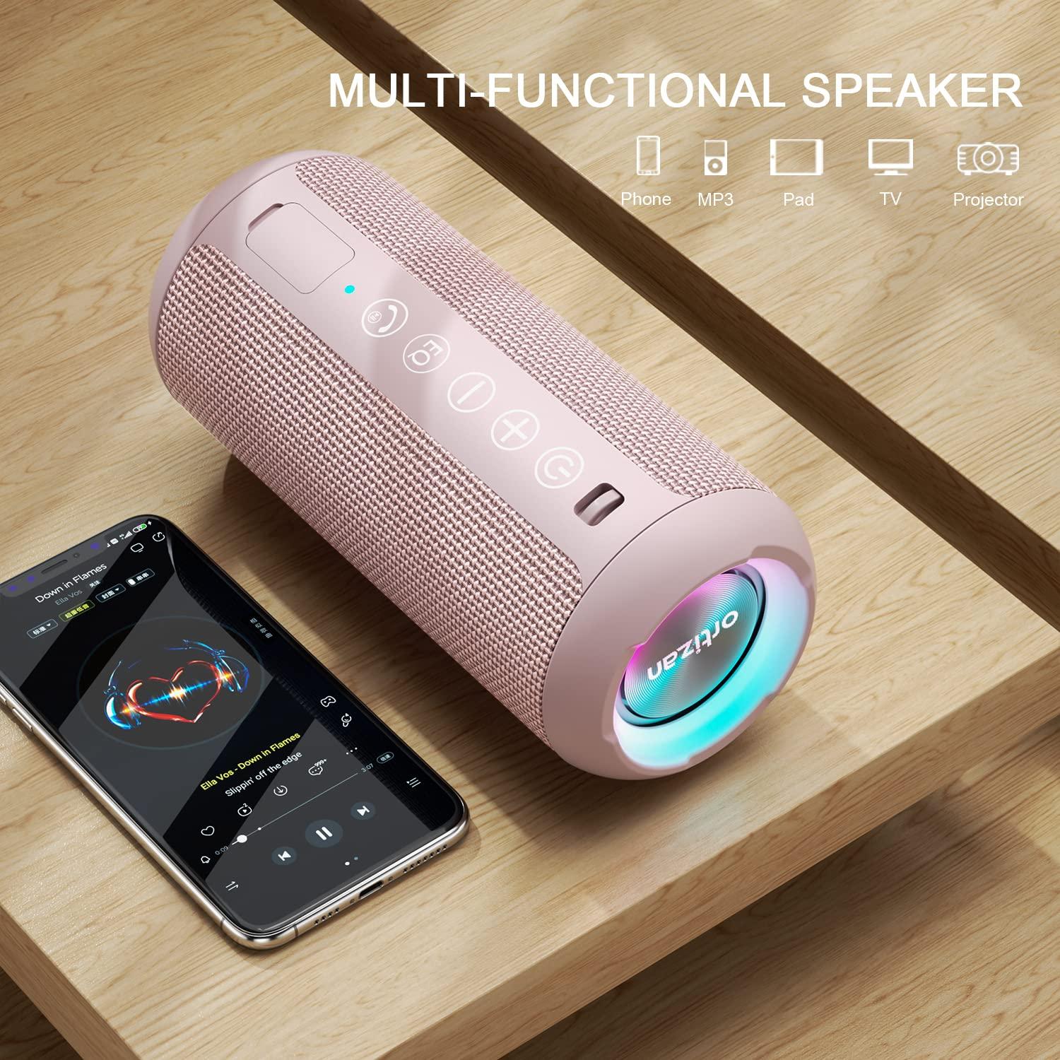 Ortizan Ortizan Portable Bluetooth Speakers, IPX7 Waterproof Wireless Speaker with 24W Loud Stereo Sound, Deep Bass, Bluetooth 5.3, RGB Lights, Dual Pairing, 30H Playtime for Home, Outdoor, Party