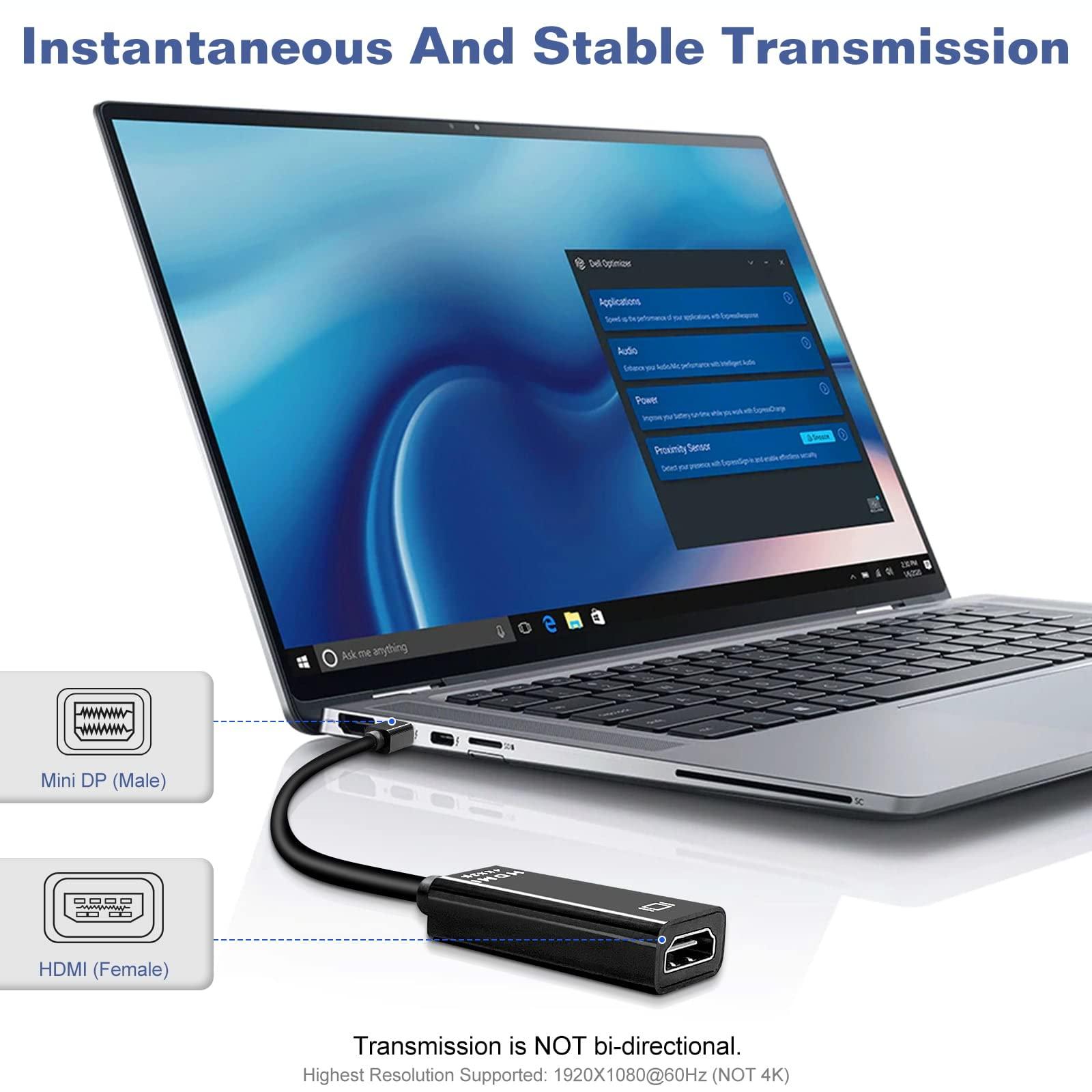 UrbanX Mini DisplayPort to HDMI Adapter for Lenovo ThinkPad T450 Mini DP to HDMI Adapter Compatible with MacBook Air/Pro, Microsoft Surface Pro/Dock, Projector and More 1-Pack