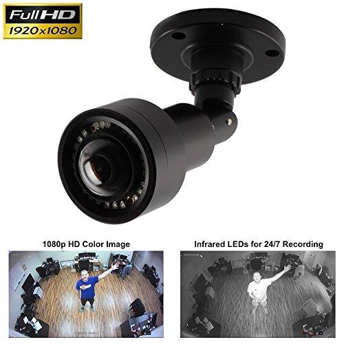 CCTV Camera Pros CCTV Camera Pros AHD-BL25 Wide Angle Security Camera, 180 Degree Color Indoor/Outdoor Bullet, 1080p HD TVI AHD CVI CVBS, IR, BNC, Black Weatherproof Housing