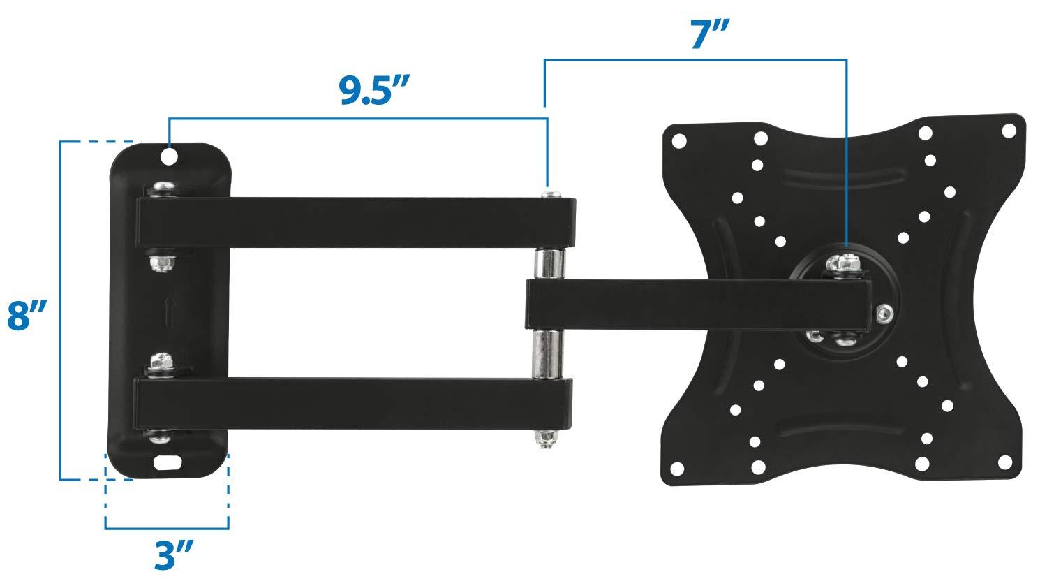 Mount-It! Mount-It TV Wall Mount Full Motion LCD, LED 4K TV Swivel Bracket for 23-55 inch Screen Size, Compatible with VESA 400x400, 66 lbs Capacity (MI-2065L), Black