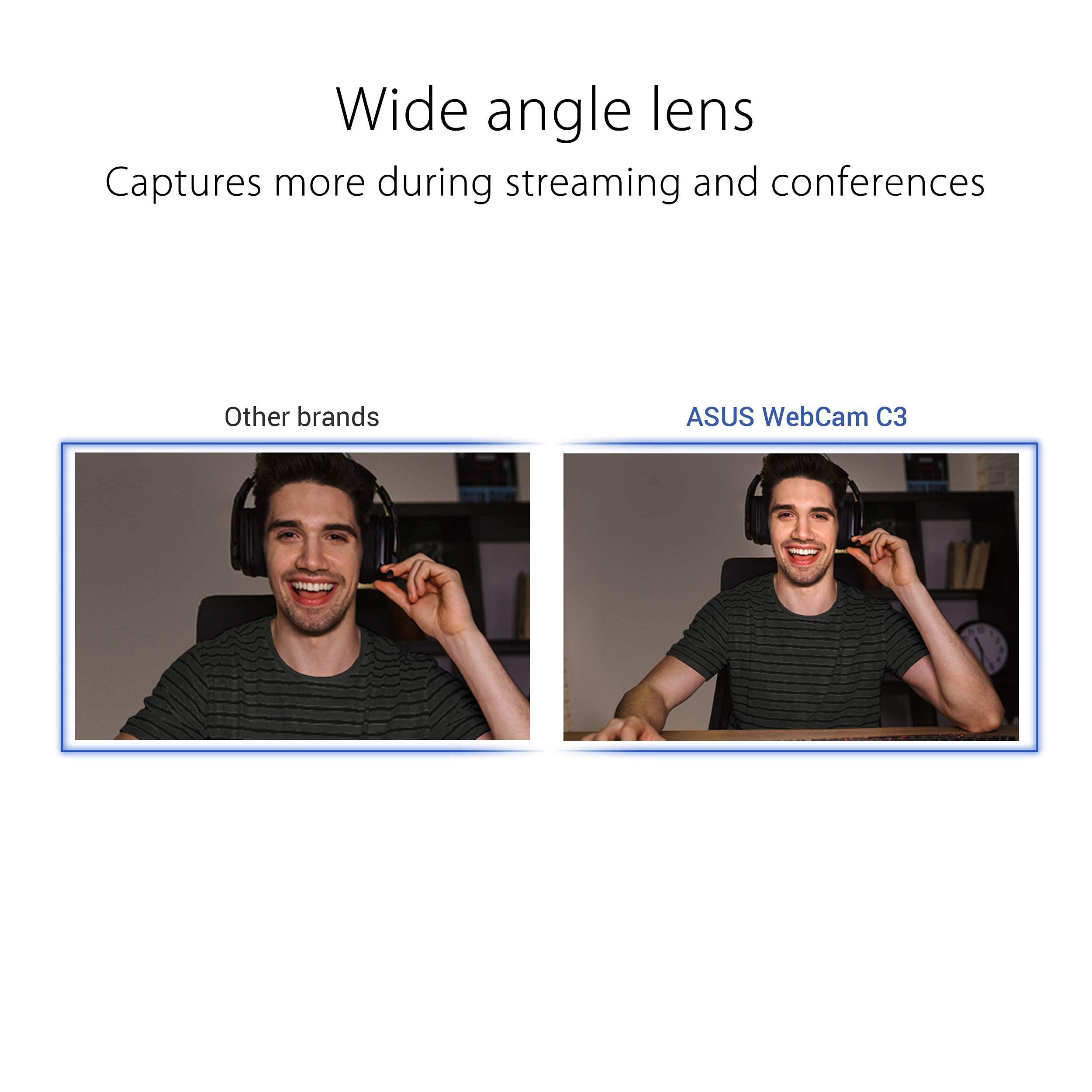 ASUS ASUS Webcam C3 1080p HD USB Camera - Beamforming Microphone, Tilt-Adjustable, 360 Degree Rotation, Wide Field of View, Compatible with Skype, Microsoft Teams and Zoom (Renewed)