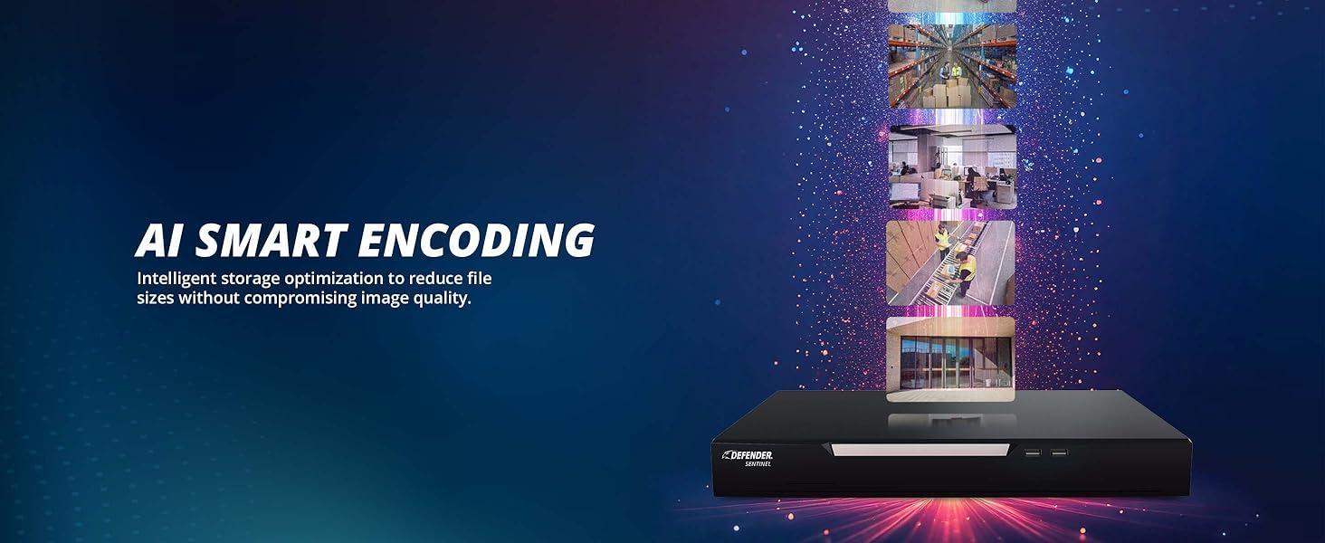 Defender AI Powered Defender Sentinel 4K Wired PoE Security Camera System with 1TB 8Ch NVR, 6 Outdoor Surveillance Metal 8MP/4K Cameras, Smart AI Human Detection, Blue-Red Flashing Deterrence, Mobile App