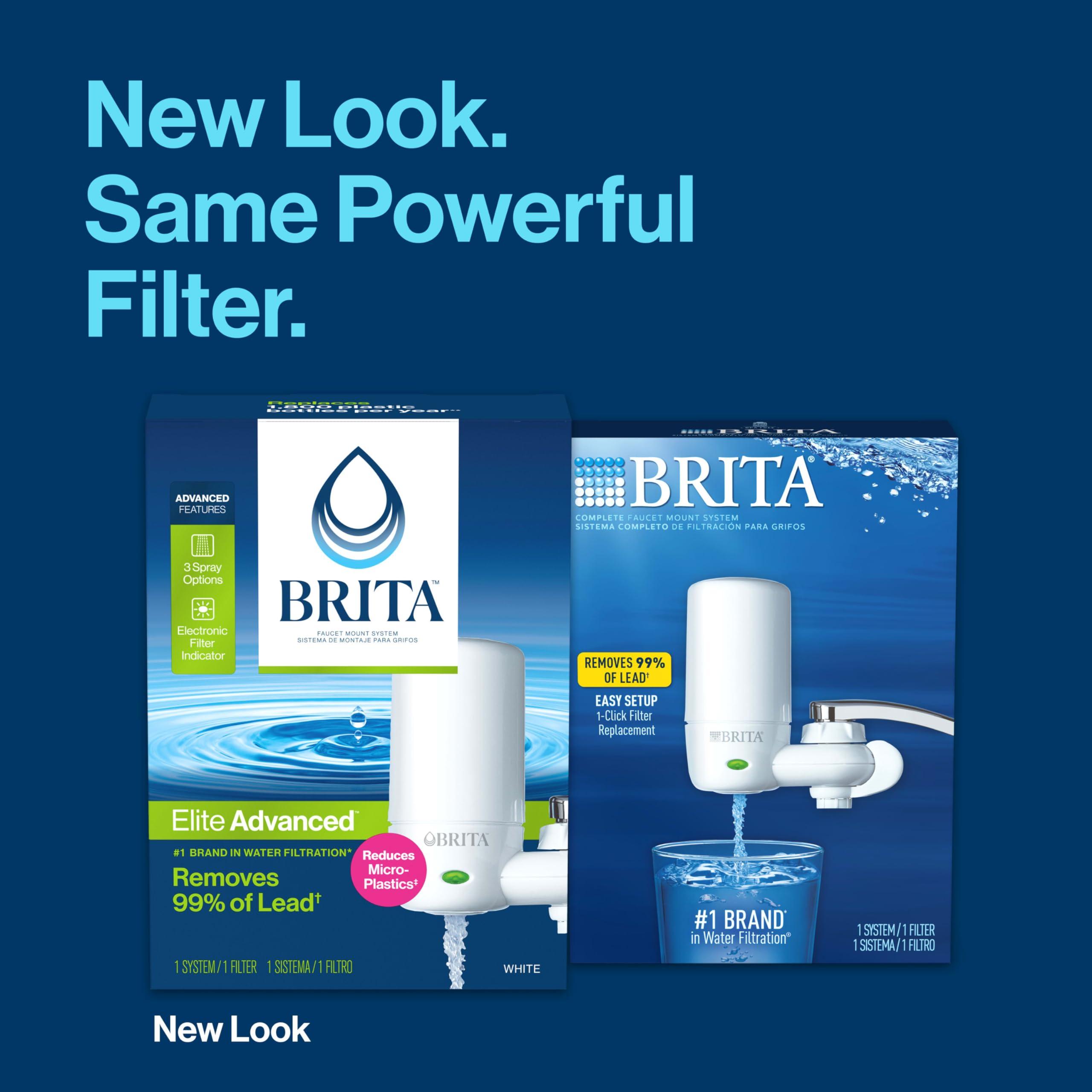 Brita Brita Faucet Mount Water Filter for Sink, Removes 99% of Lead, Elite Advanced Filtration System, Includes 1 Replacement Filter, White