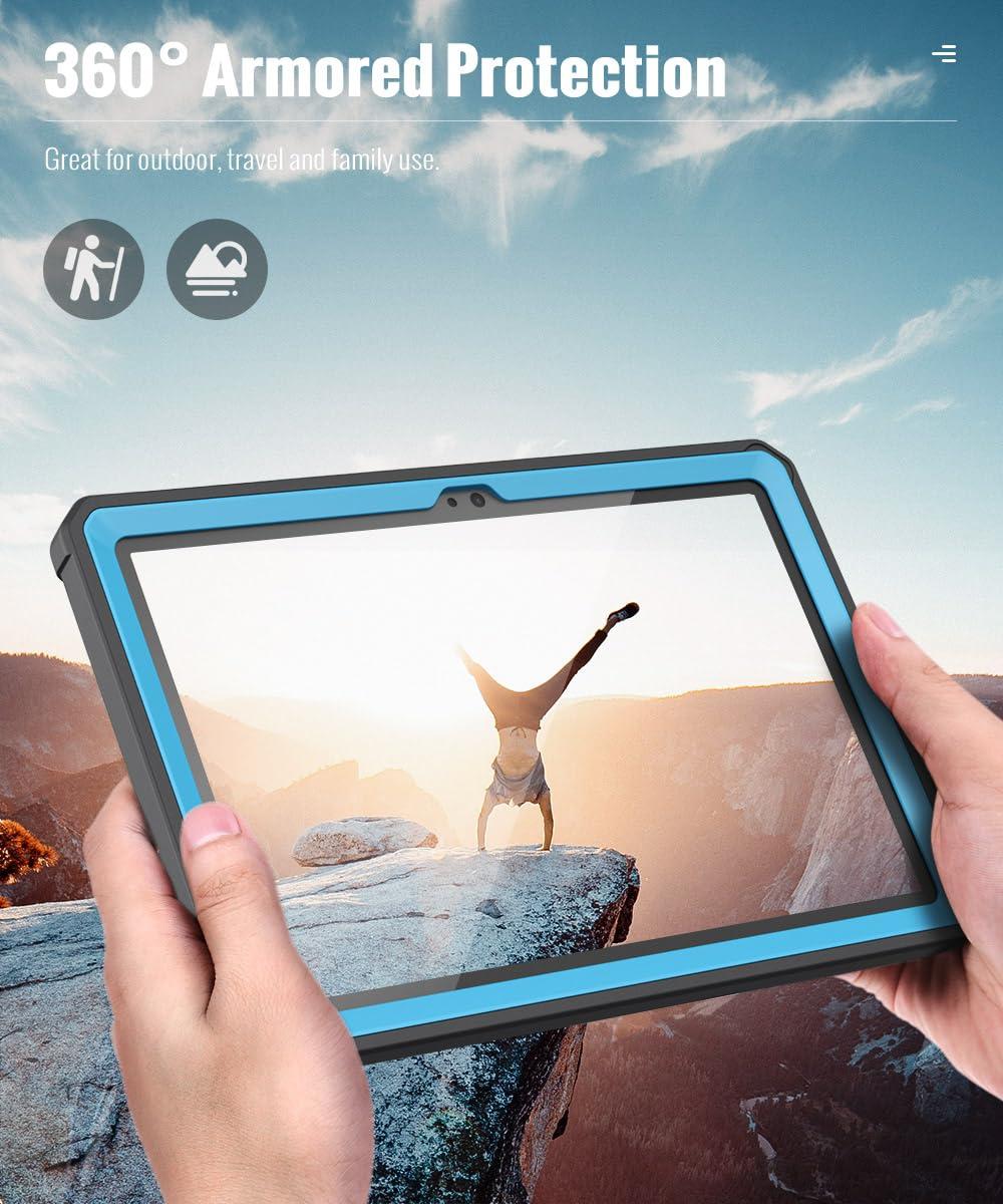 MoKo MoKo Case Fits All-New Amazon Kindle Fire HD 10 Tablet(13th Gen, 2023 Release) 10.1\"-[Heavy Duty] Full Body Rugged Cover Stand Case for Fire Tablet 10 2023 with Built-in Screen Protector, Gray/Blue