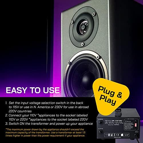 ELC ELC T Series 1500+ Watt Voltage Converter Transformer - Step Up/Down - 110v to 220v / 220v to 110v Power Converter - Circuit Breaker Protection, CE Certified [3-Years Warranty]