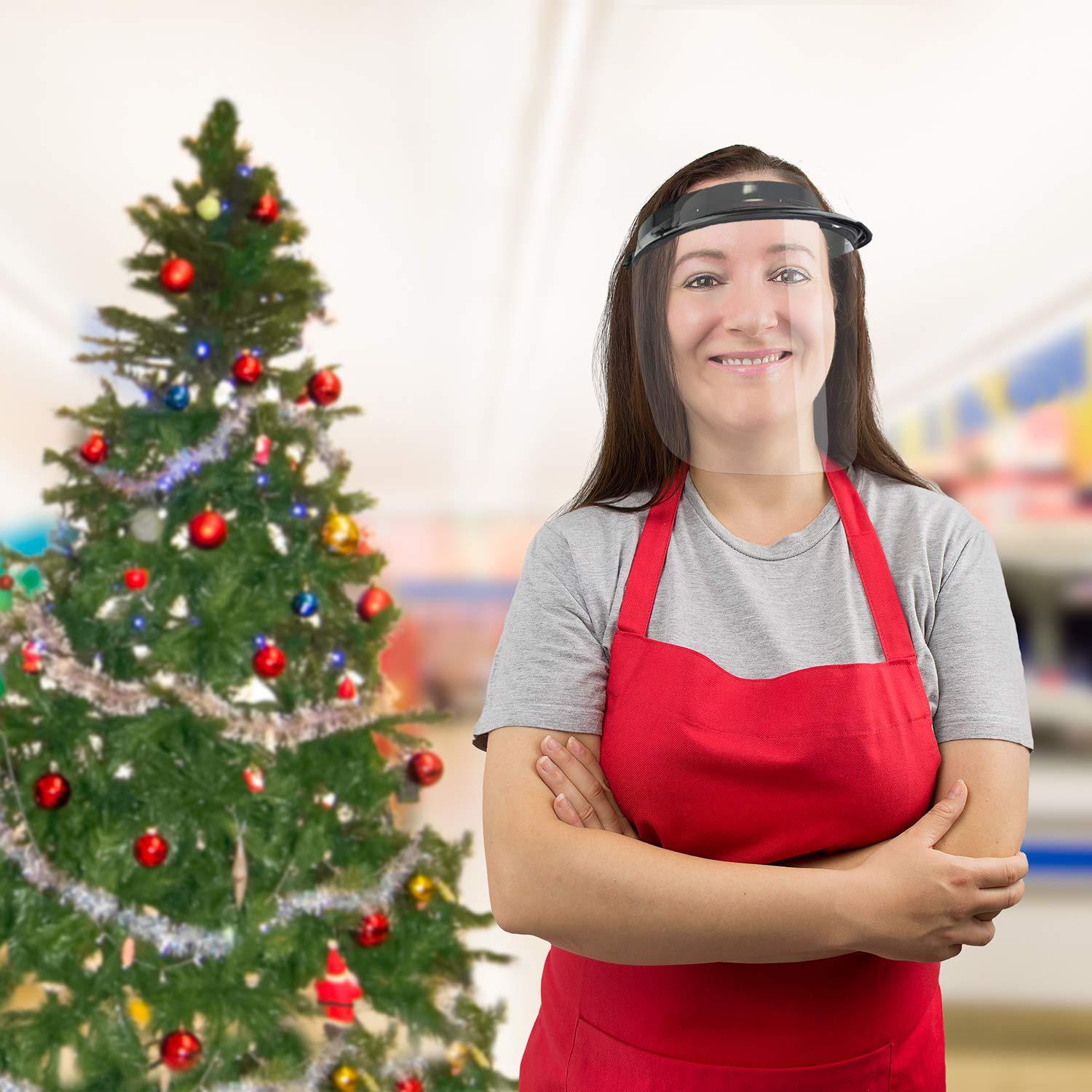 Pac-Dent Pac-Dent iVisor Plus Reusable Face Shield Kit, Full Face Protective Shield with Anti-Fog Coating and Cinch Cord, Adjustable to Comfortably Fit All Head Sizes, Satin Black