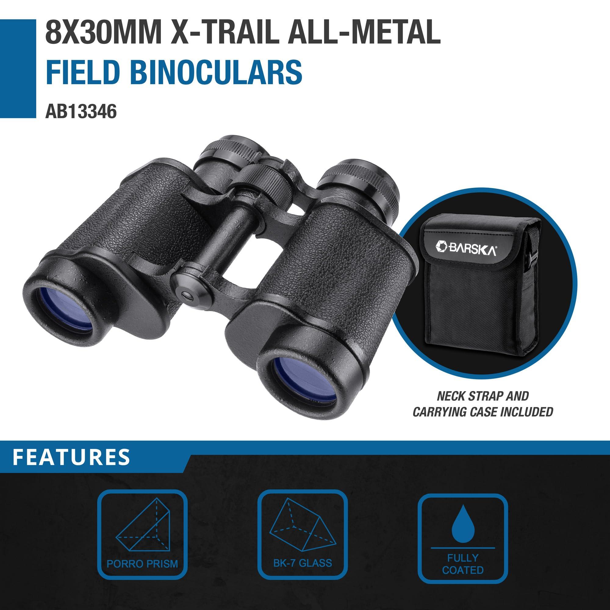 BARSKA Barska AB13346 X-Trail 8x30 All-Metal Field Compact Binoculars for Adults and Kids, Birding, Hunting, Sports, etc