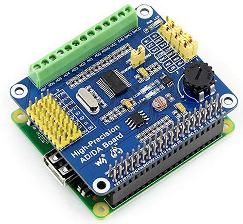 waveshare High-Precision AD/DA Expansion Board for Raspberry Pi 4B/3B+/3B/2B/Zero/W/Zero WH and Jetson Nano,Add High-Precision AD/DA Functions to Pi. Onboard ADS1256 8-CH 24bit ADC and DAC8532 2-CH 16bit DAC