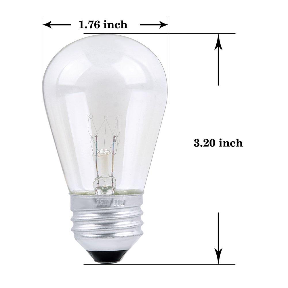 Skullis 30 Pack S14 Outdoor String Light Bulbs Set orange, 120V 11W Clear Outdoor Patio Vintage Light Shatterproof Bulbs