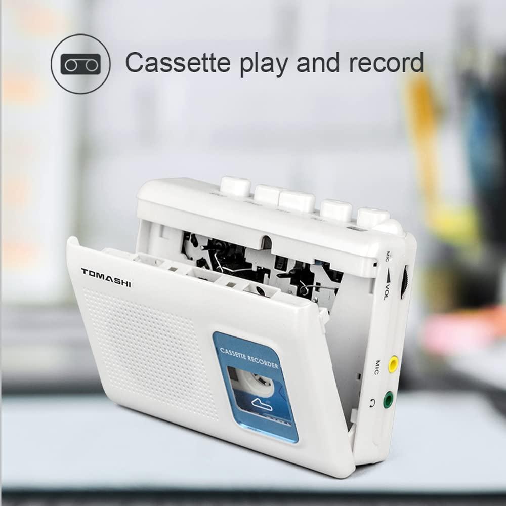 TOMASHI TOMASHI Portable Cassette Player Tape Recorder Walkman with Built-in Speaker,Microphone,Headphone Jack-, 4.57 x 3.54 x 1.38inch