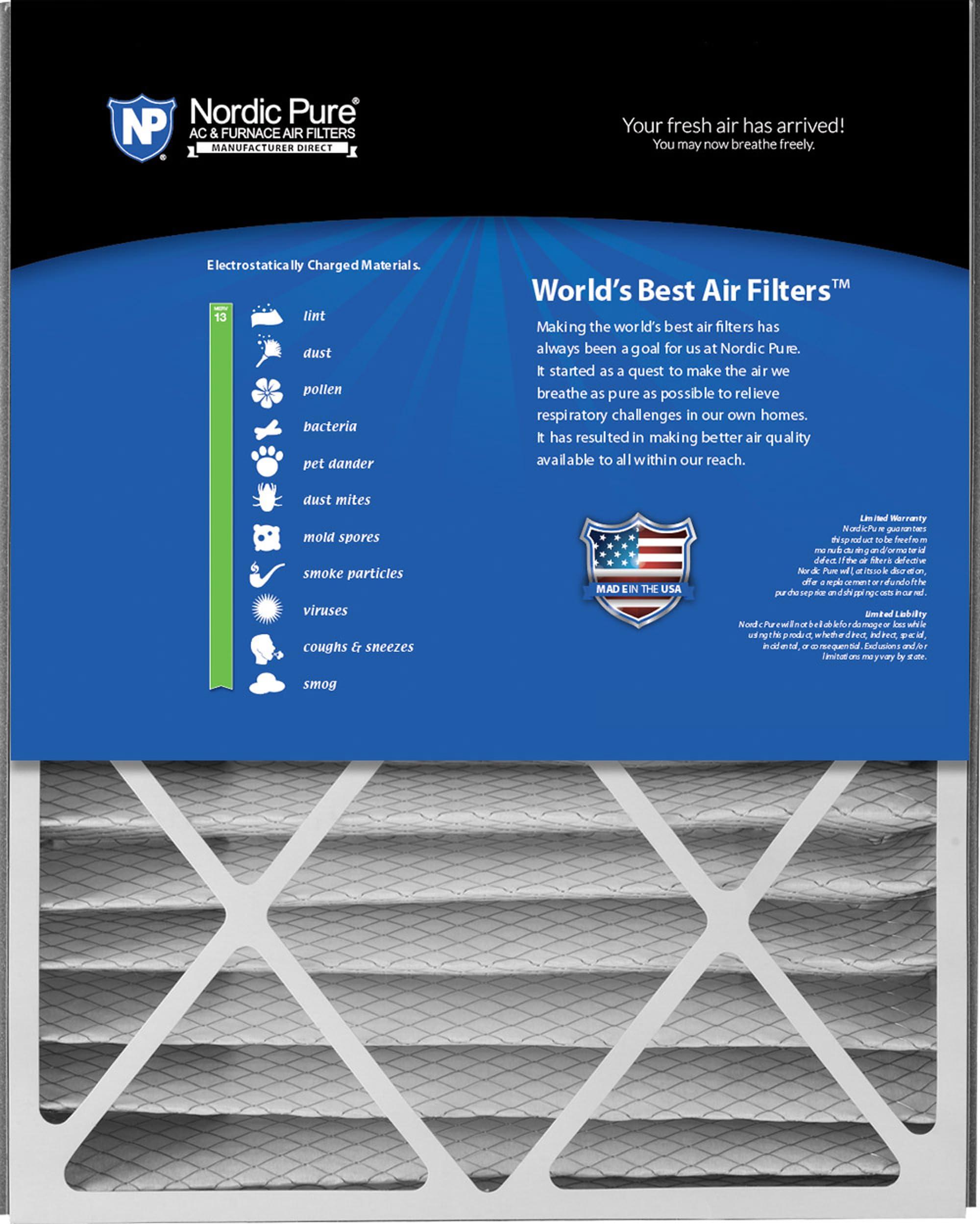 Nordic Pure Nordic Pure 20x25x5 (19_3/4 x 24_1/4 x 4_7/8) Air Bear Replacement 266649-102 MERV 13 Air Filter 1 Pack