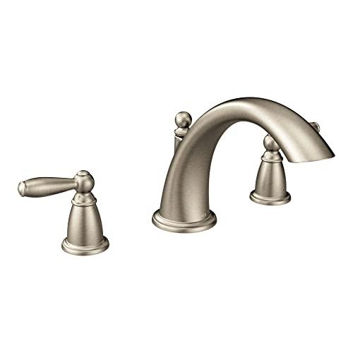 Moen Moen Brantford Brushed Nickel Two-Handle Deck Mount Roman Tub Faucet Trim Kit, Valve Required, T933BN