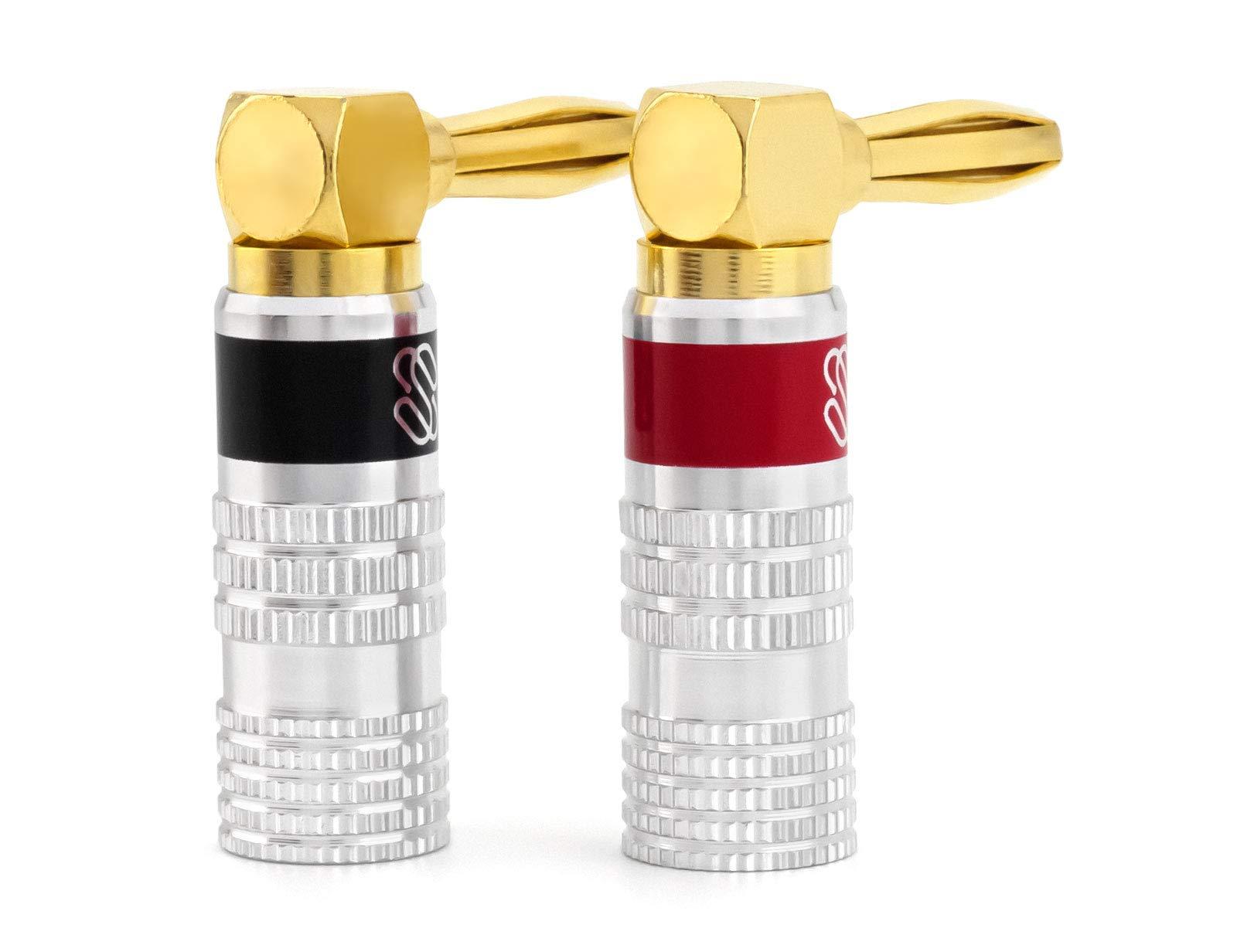 Sewell Sewell Silverback Right Angle Banana Plugs, 12 Pairs Quick Connect Gold Plated Speaker Plugs 90 Degree