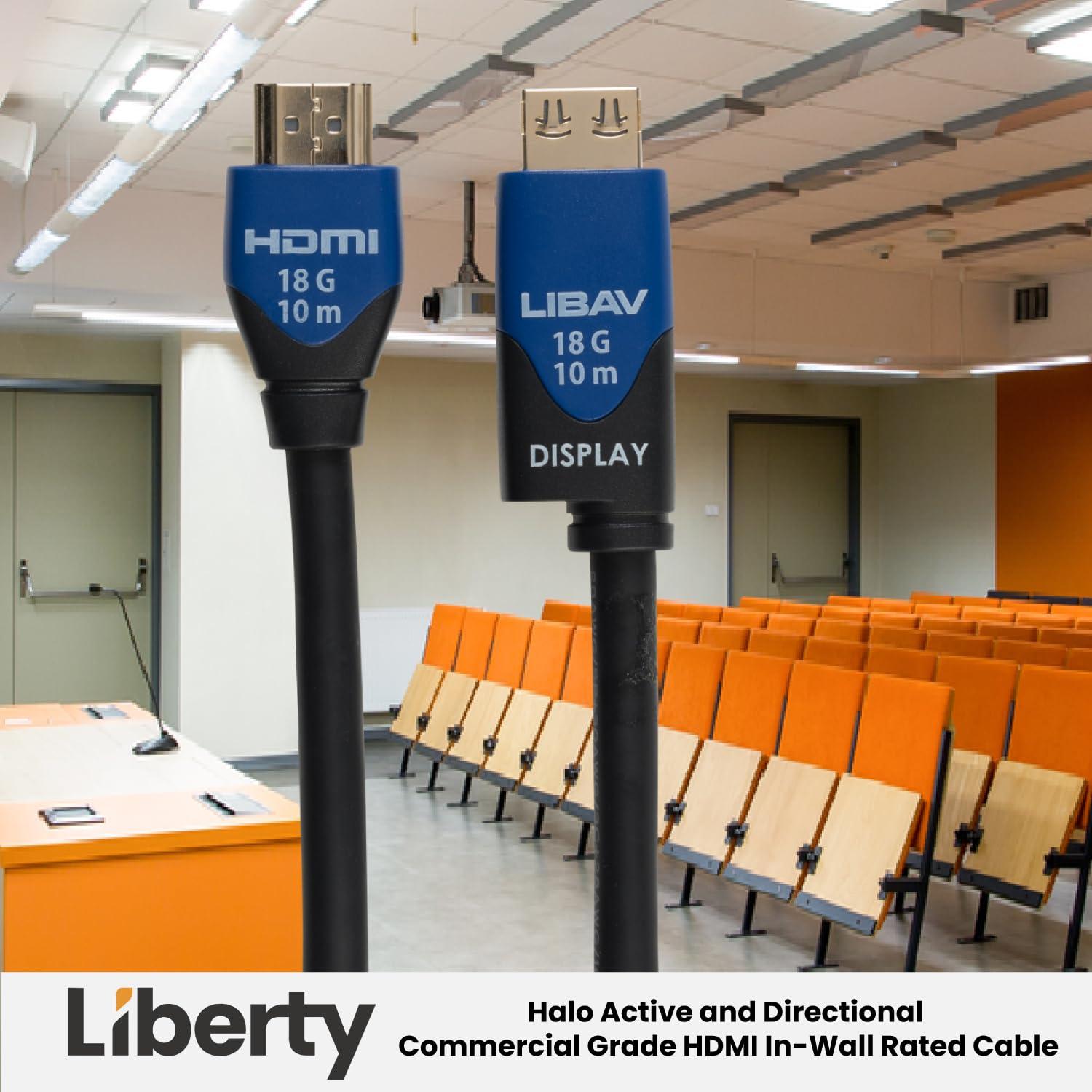 Liberty AV Solutions Liberty Halo 18G Commercial Grade in-Wall Rated Series High Speed HDMI with Ethernet Cables Supports 4K60 4:4:4, eARC, All HDCP Levels 23 Meter. Active and Directional. Digital Signage, Monitors