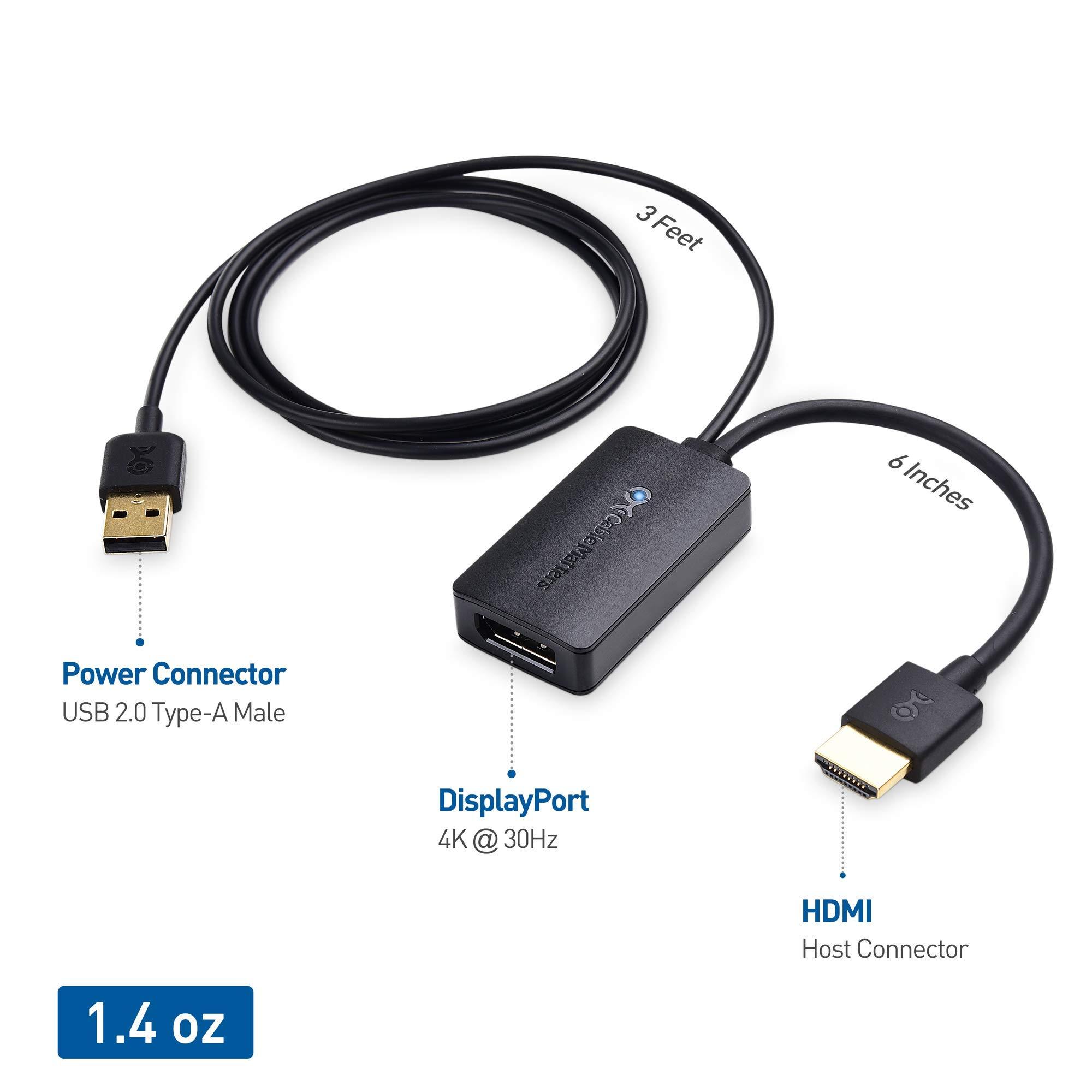 Cable Matters Cable Matters HDMI to DisplayPort Adapter (HDMI to DP Adapter) with 4K Video Resolution Support & DisplayPort to DisplayPort Cable (DP to DP Cable) 6 Feet