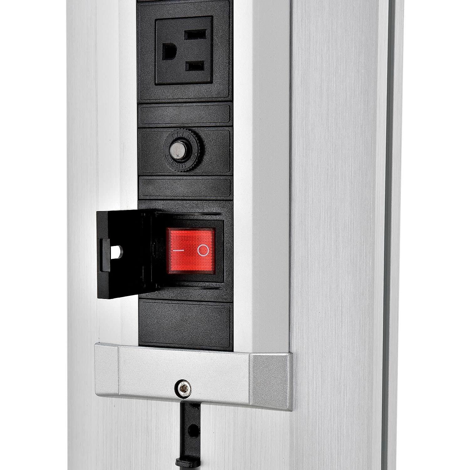 IndustrialSupplies IndustrialSupplies Mobile Laptop Workstation, Height Adjustable, 4-Outlet Power Strip