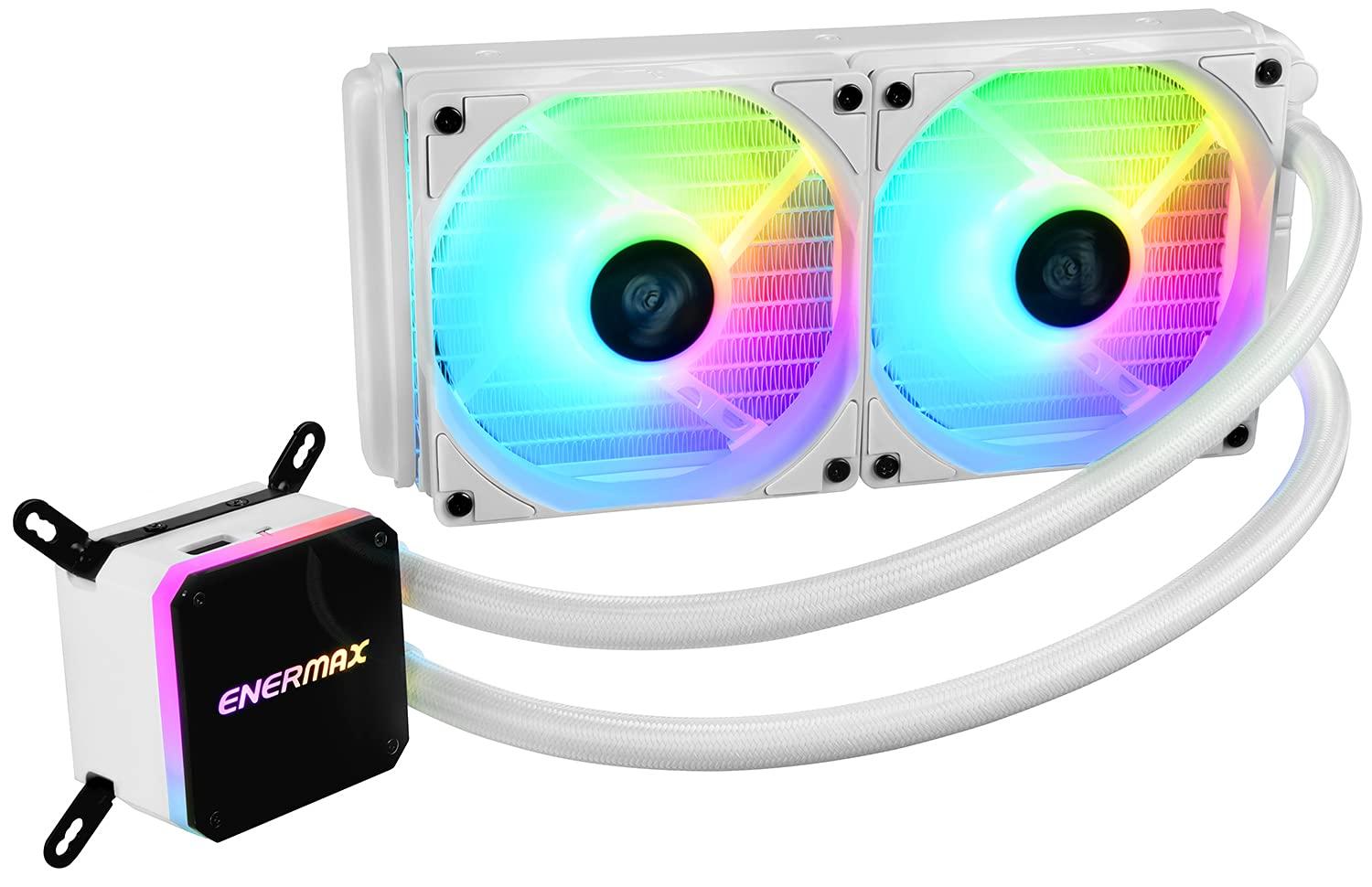 Enermax Enermax Liqmax III 240 White A-RGB AIO CPU Liquid Cooler - 240mm Radiator, 120mm ARGB PWM Fan, for Intel LGA1700/AMD AM5, 5 Year Warranty