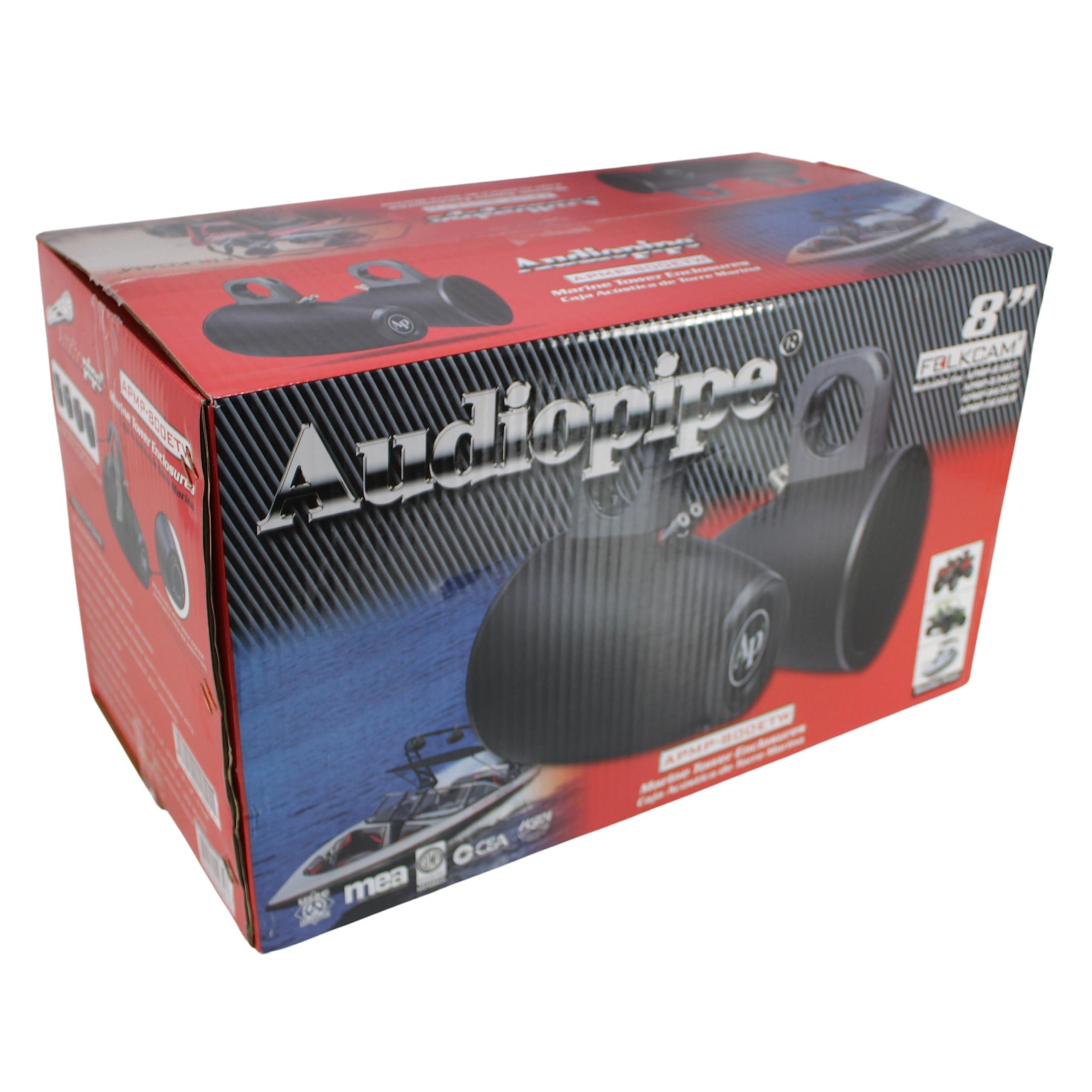 Audiopipe Audiopipe APMP-800ETW 8-Inch Compact Multi Purpose Directional Stereo Speaker Enclosure for Car Audio, Marine, UTV, and ATV Sound System, Black (Pair)