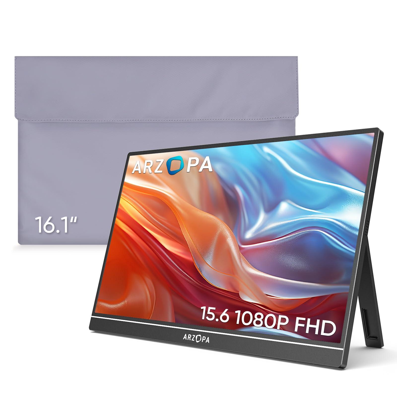 ARZOPA ARZOPA Portable Monitor & Sleeve, 15.6\'\' 1080P FHD Laptop Monitor & Portable Monitor PU Sleeve Bag Combination